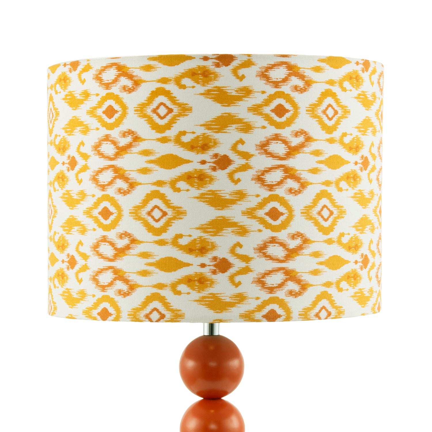Chic Orange Table Lamp with Aztec Style Yellow and Orange Fabric Shade Image 4