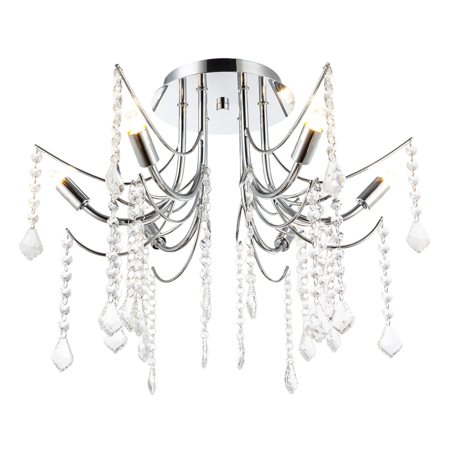 Elegant Semi Flush Chandelier Ceiling Light Fitting in Polished Chrome Image 4