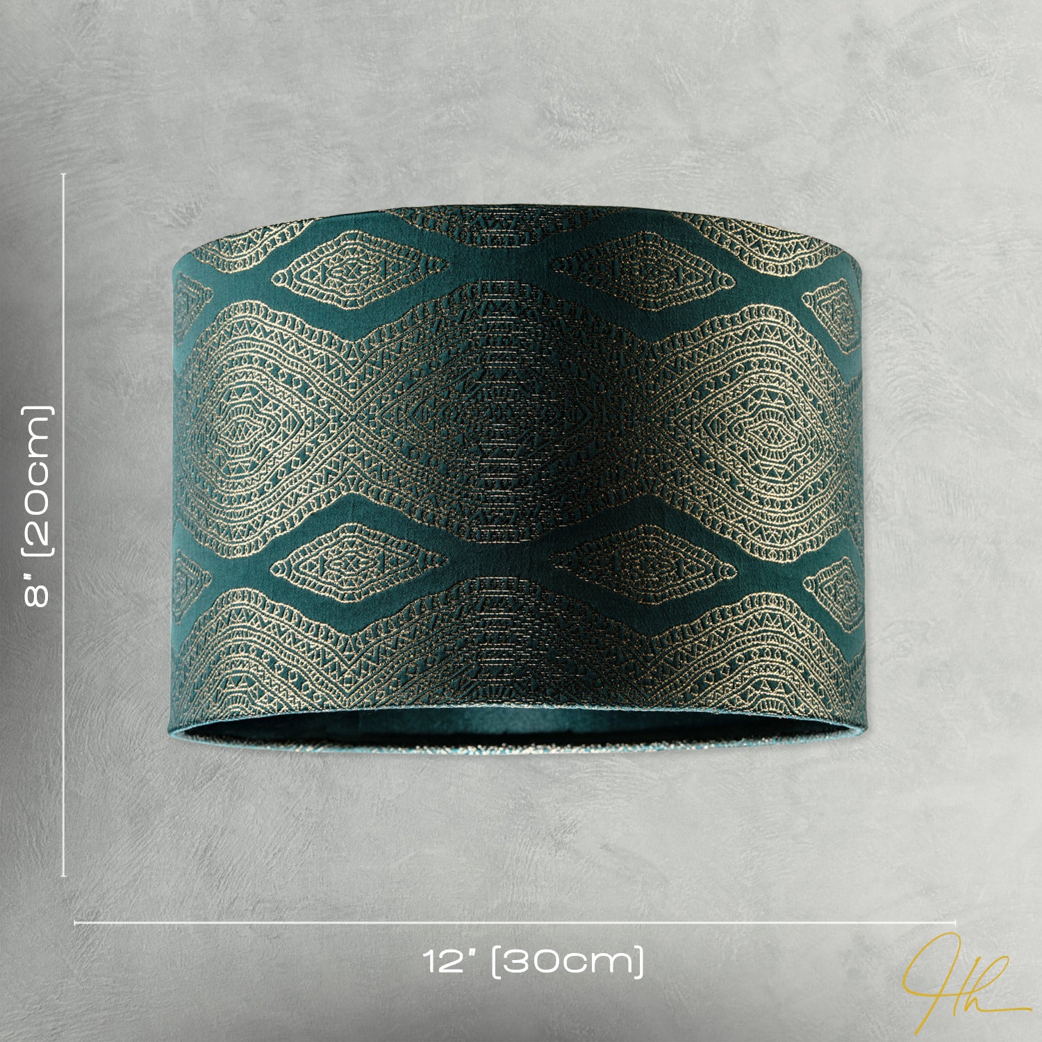 Sophisticated Forest Green Lamp Shade with Intricate Geometric Pattern Image 7