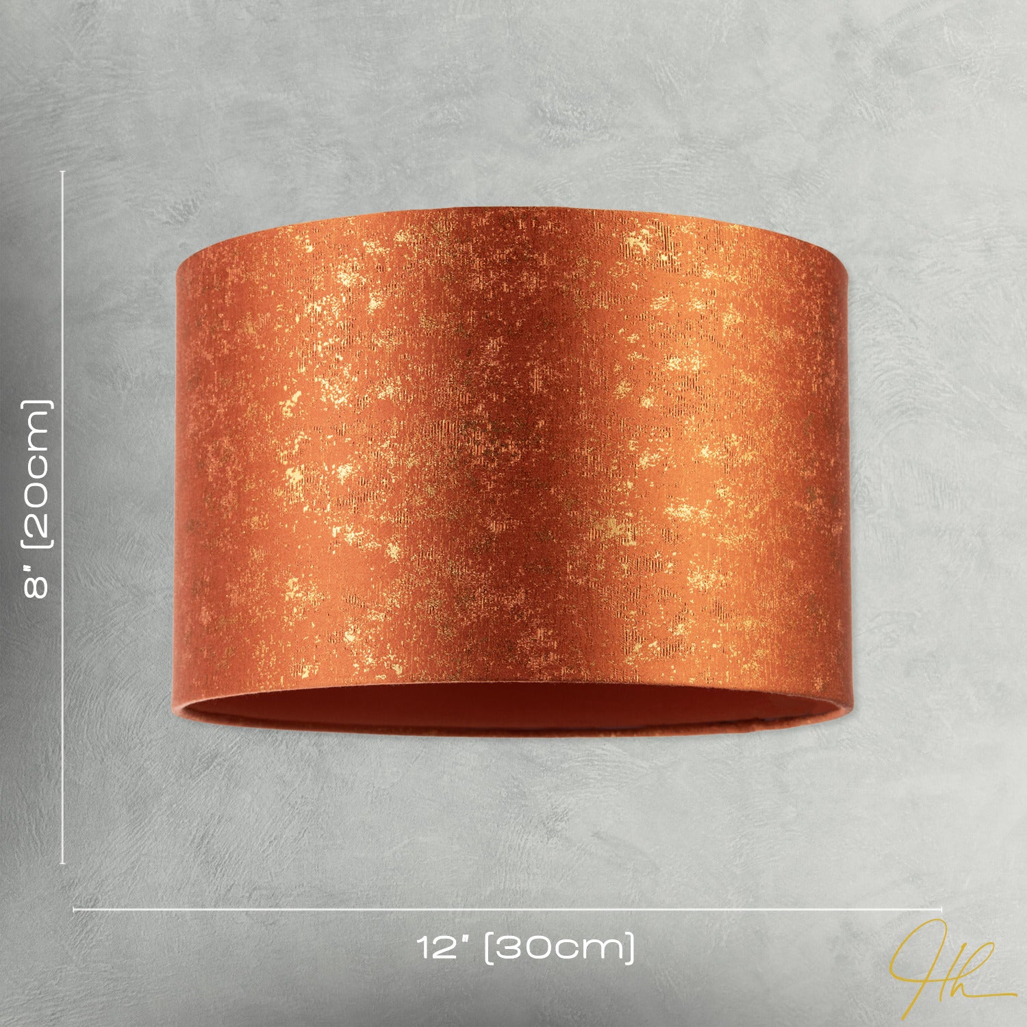 Rustic Orange Jacquard Fabric Lamp Shade with Gold Foil Fleck Accents Image 7