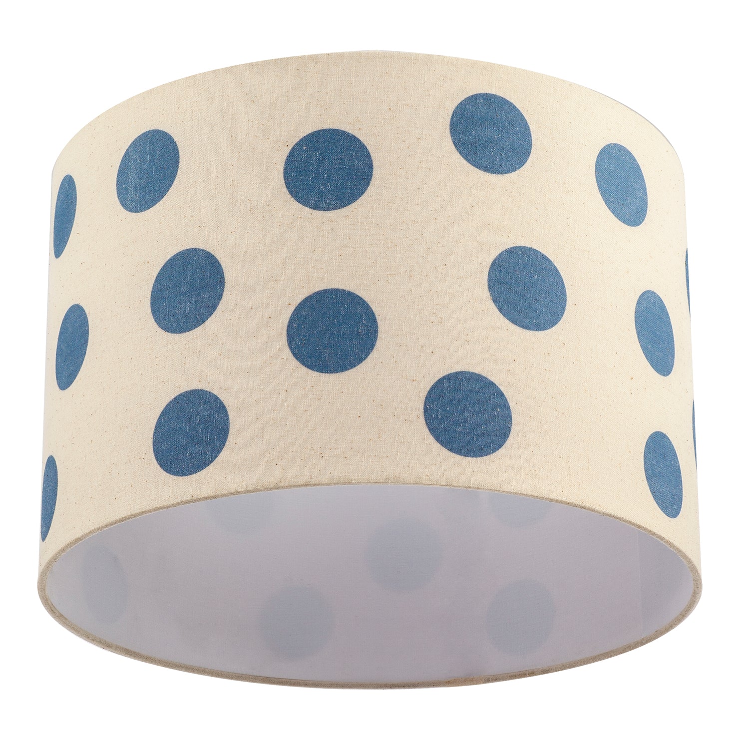 Modern Dusty Amparo Blue Linen Fabric Polka Dot Design Drum Lamp Shade Image 4