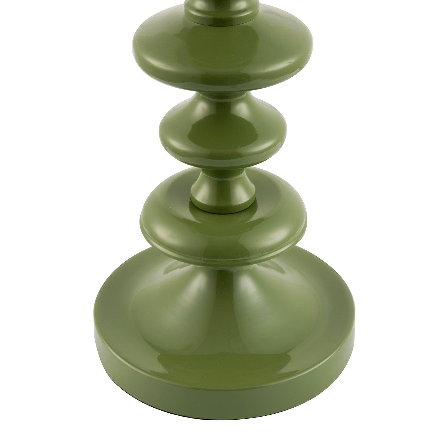 Modern Olive Green Gloss Table Lamp Base with Chic Round Step Design Image 4