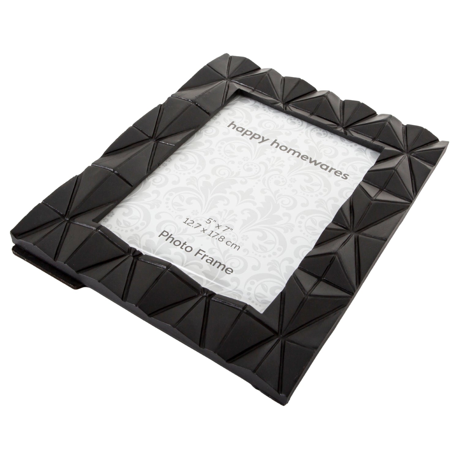 Contemporary Designer Mat Black 3D Diamond Geometric 5x7 Polyresin Picture Frame Image 4