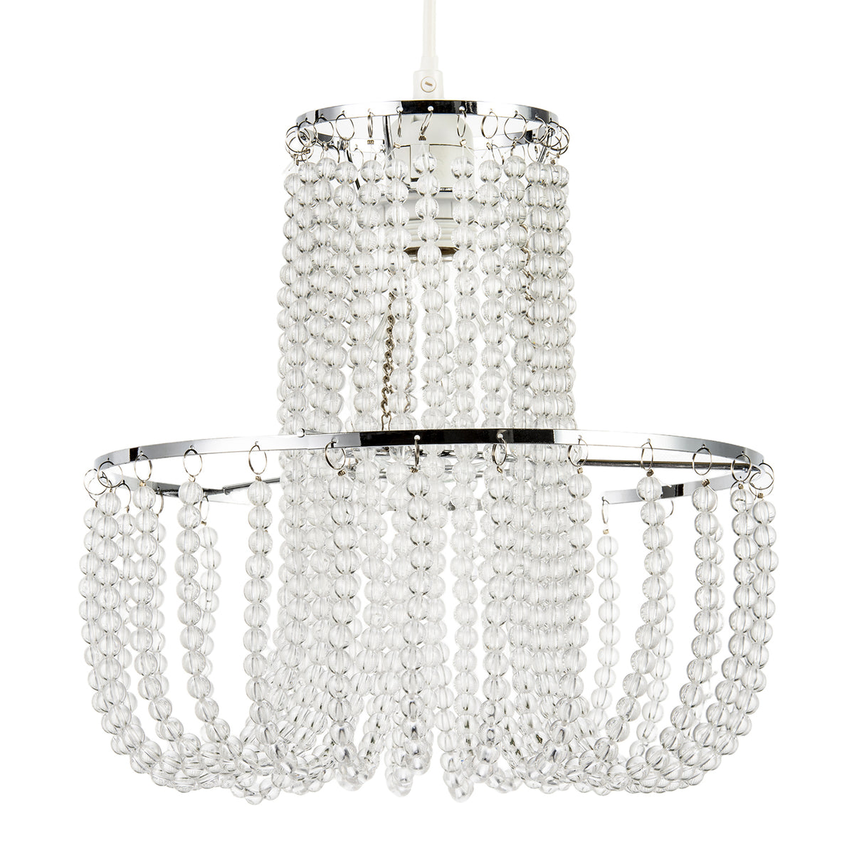 Striking Two Tier Chandelier Style Pendant Shade with Chrome Frame Image 1