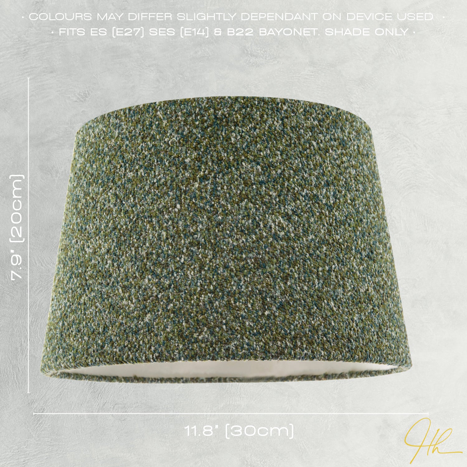 Forest and Sage Green Textured Wool Fabric Lamp Shade with Cream Inner Image 6