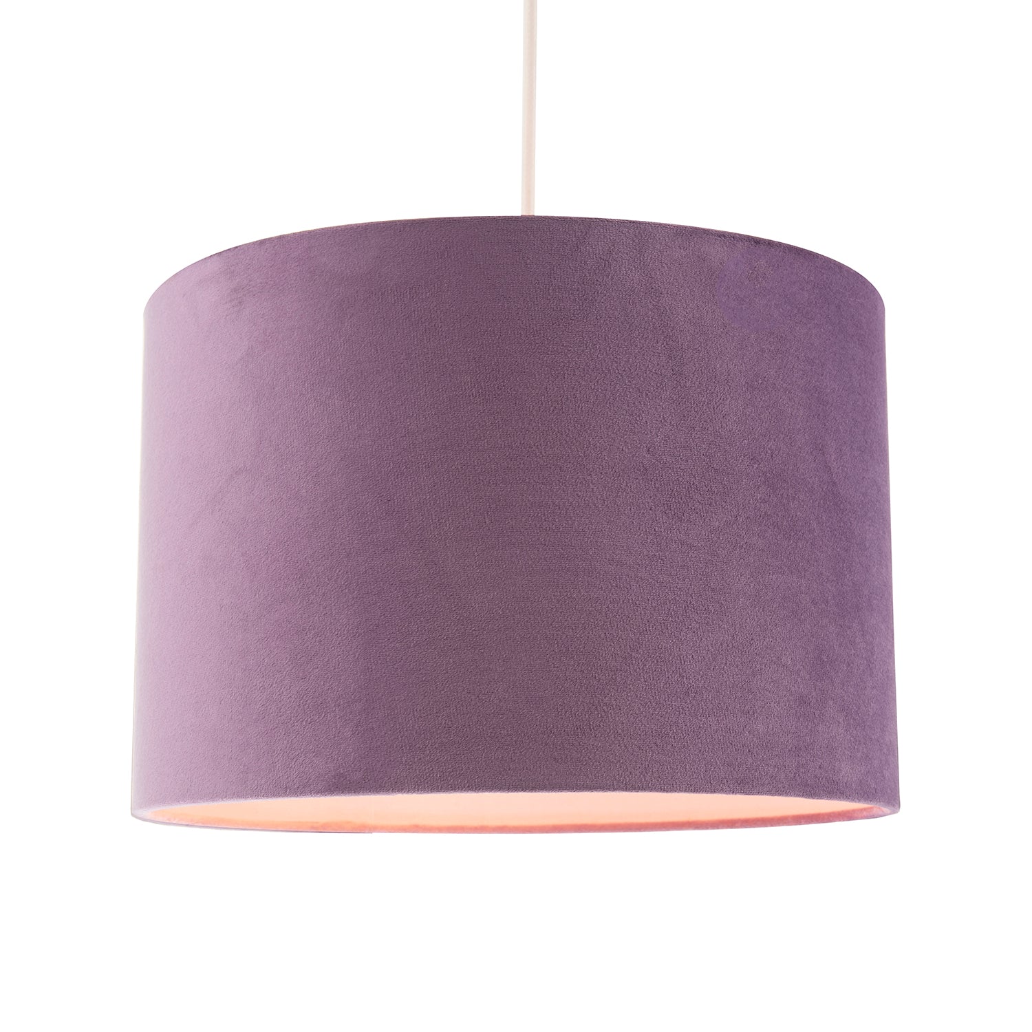 Soft Velvet Dark Lilac Fabric Round Lamp Shade for Table or Pendant Image 2