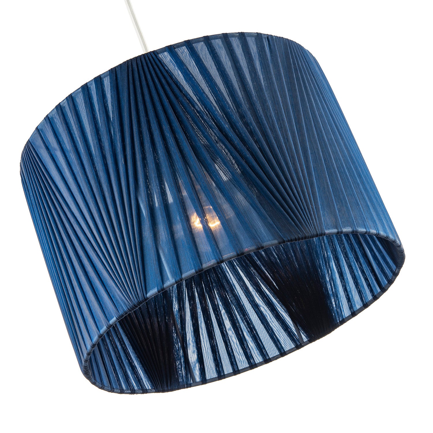 Modern Midnight Blue Voile Fabric Organza Tapered Pendant Lamp Shade Image 3