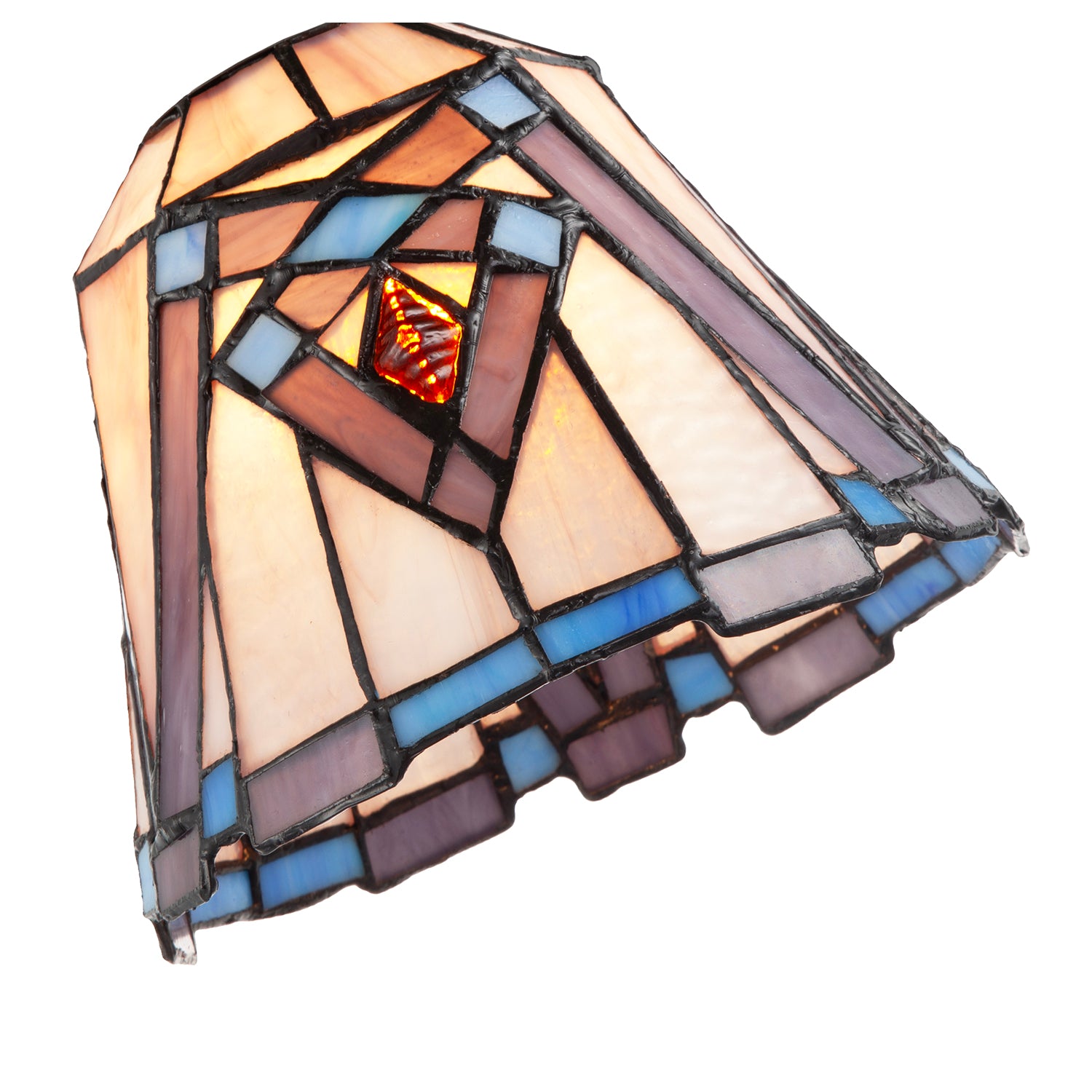 Art Deco Tiffany Glass Pendant Lighting Shade in Purple and Soft Pink Image 3
