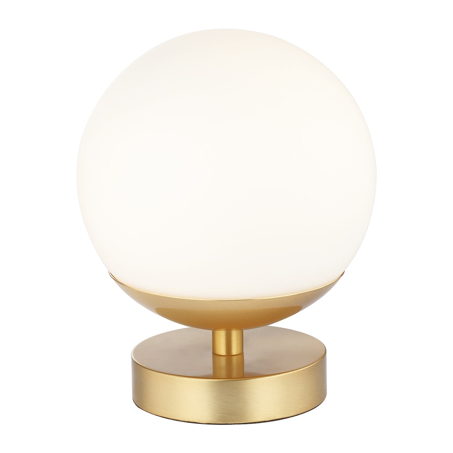 Modern Touch Dimmable LED White Globe Glass Table Lamp with Brushed Gold Base Image 1