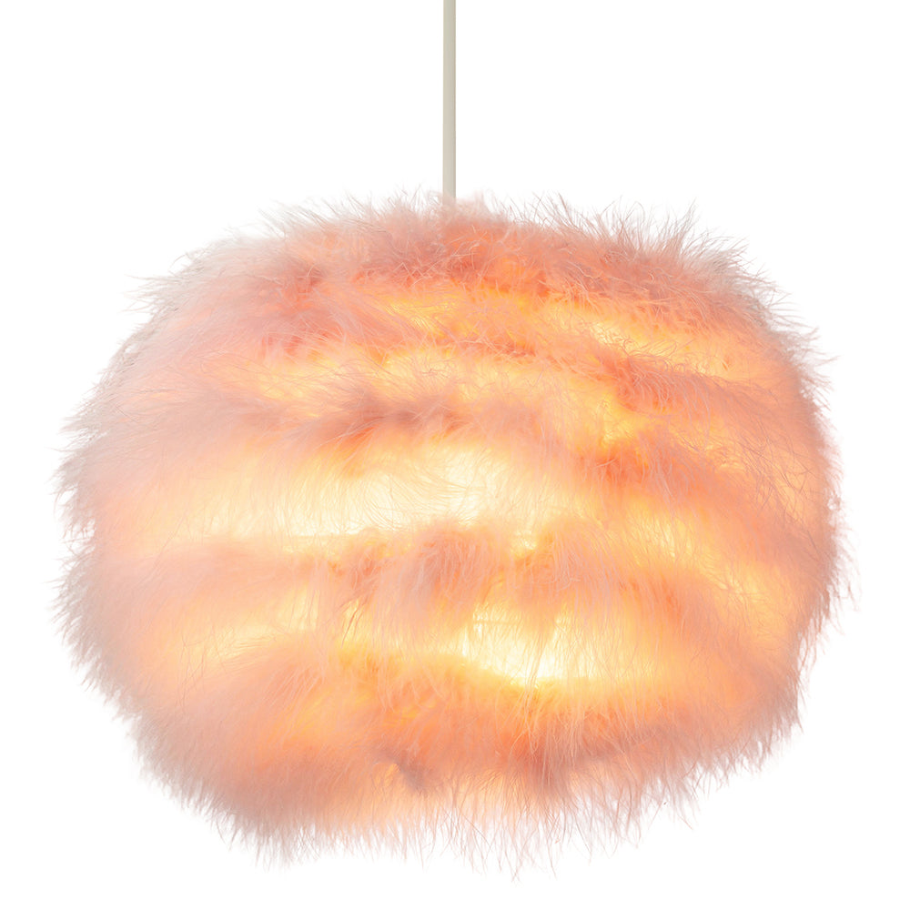 Modern and Distinctive Small Real Pink Feather Decorated Pendant Light Shade Image 2