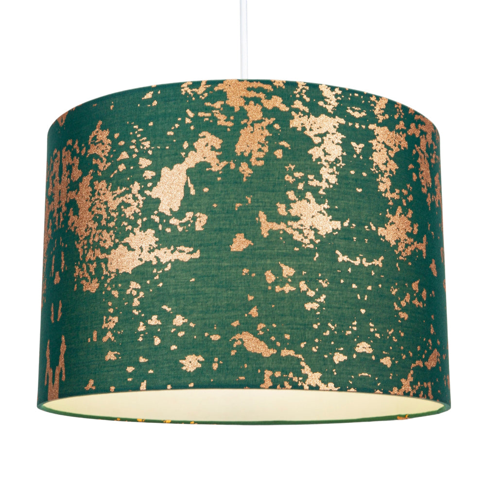 Modern Green Cotton Fabric Lampshade with Copper Foil Decor for Table or Ceiling Image 2