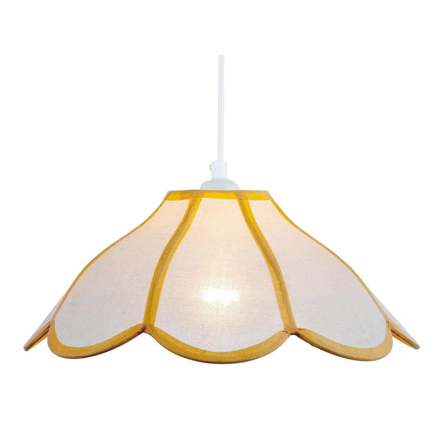 Classic Natural Linen Pendant Ceiling Shade with Taupe Cotton Trim Image 5