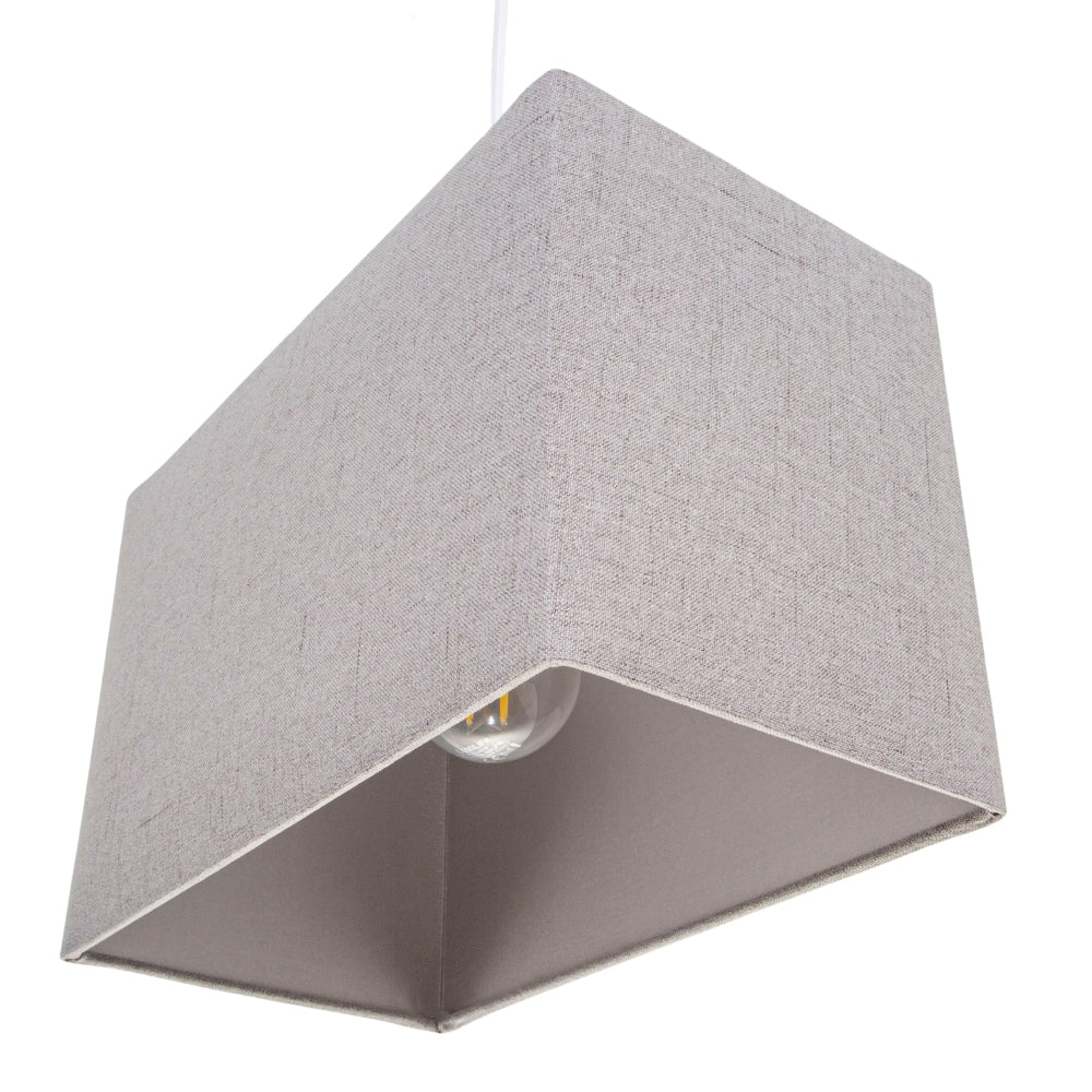 Modern and Sleek Grey Stitch Linen Fabric Rectangular Lamp Shade with Lining Image 4