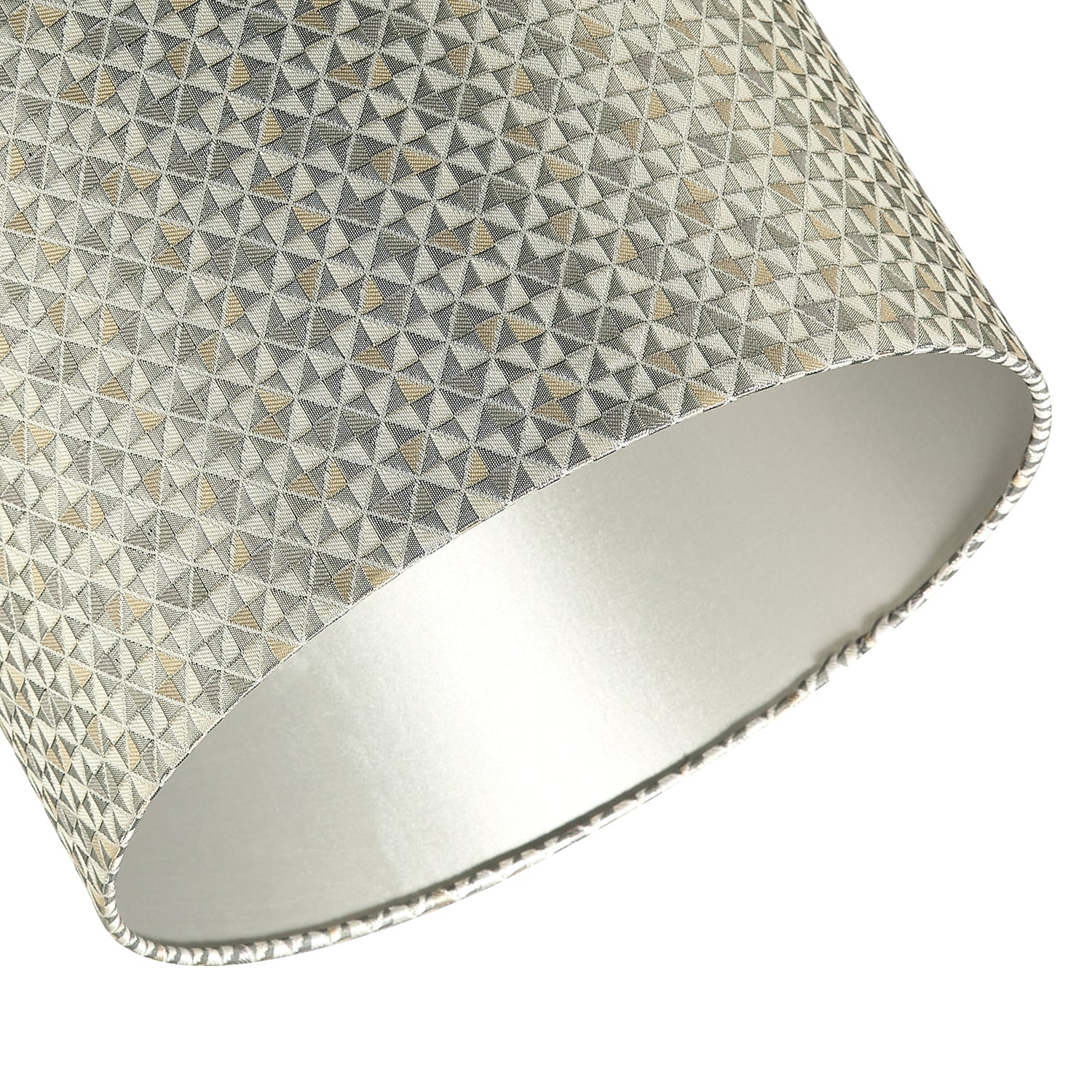 Modern Silver and Gold Cotton Lamp Shade with Squares and Diamonds Image 3