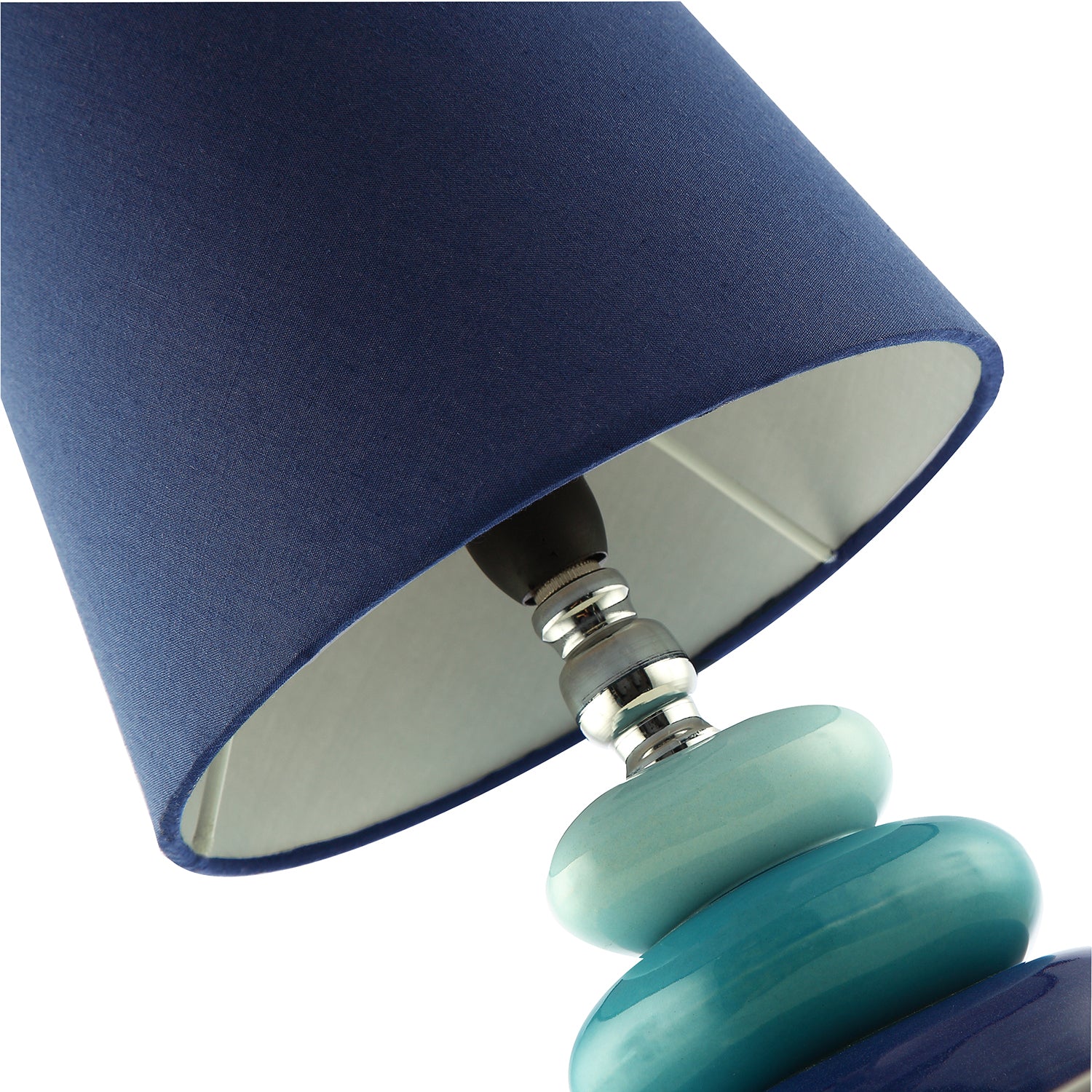 Ceramic Pebble Table Lamp with Midnight Blue Teal and Duck Egg Colours Image 4
