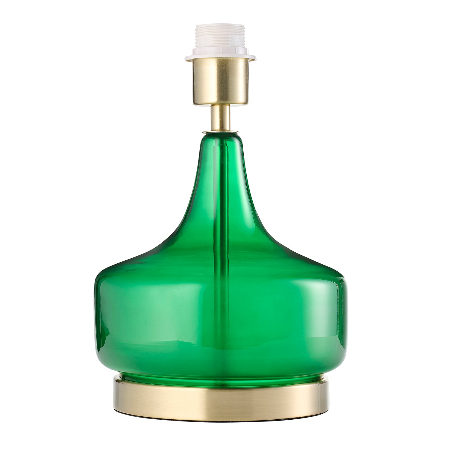 Sleek Design Modern Emerald Green Glass Table Lamp Base with Satin Brass Base Image 1