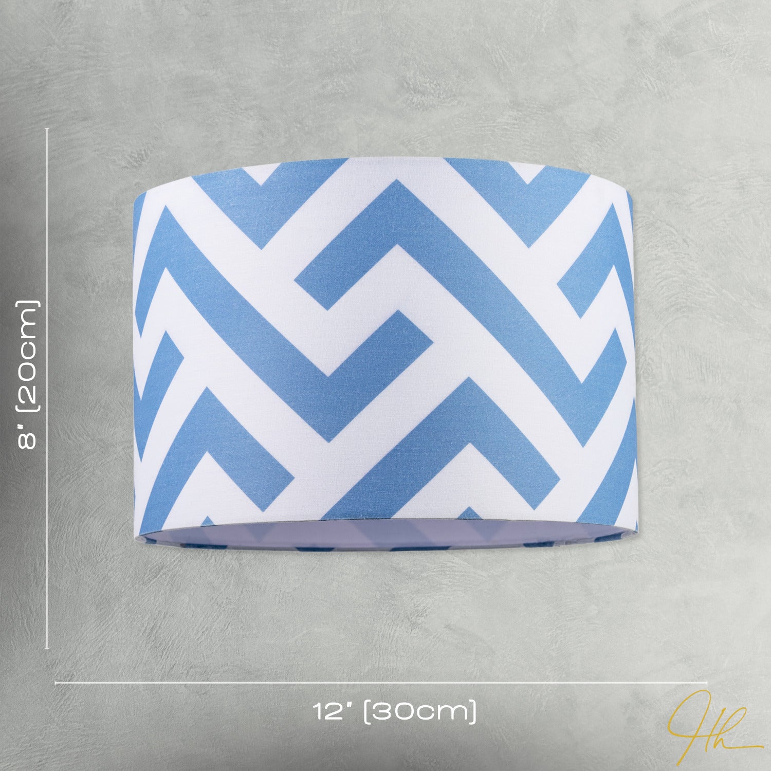 Contemporary Sky Blue Fabric Lamp Shade with Geometric Chevron Pattern Image 7