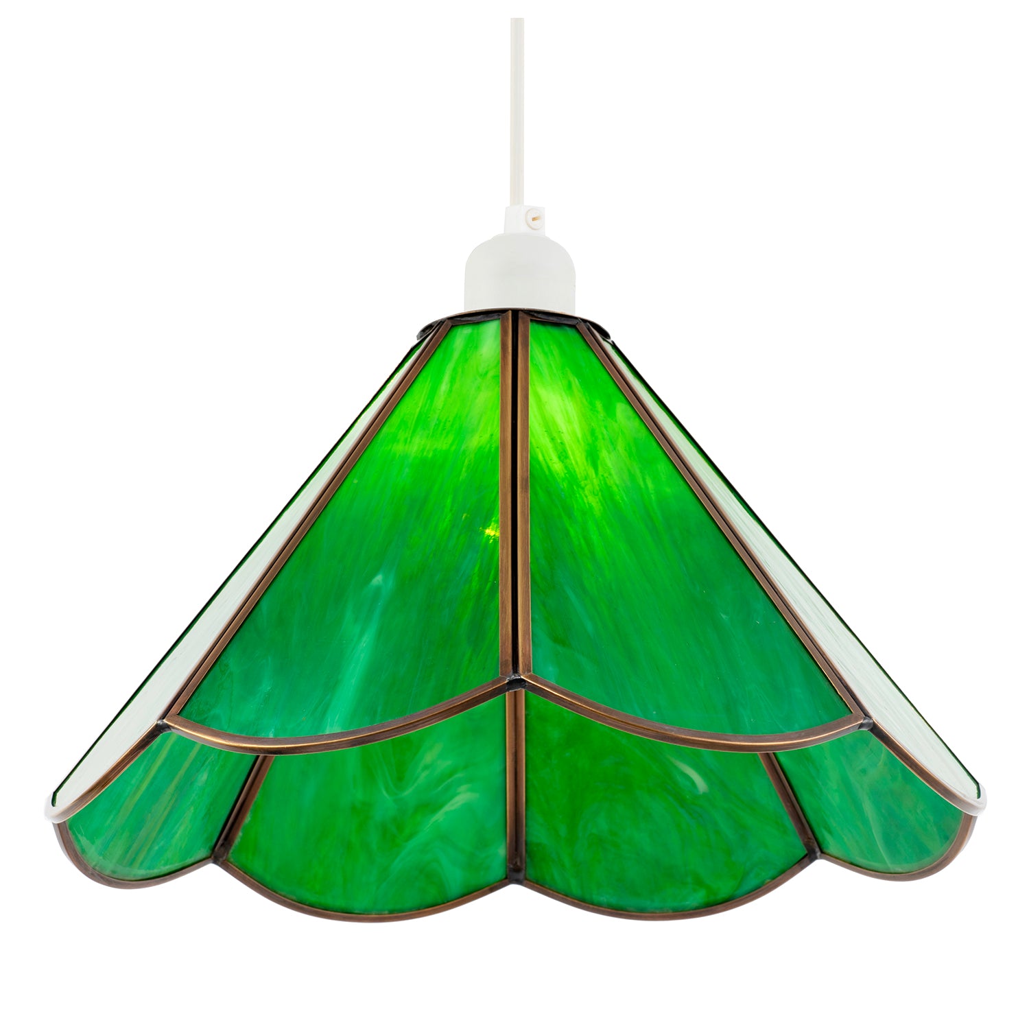 Classic Green Toned Tiffany Glass Easy Fit Pendant Lighting Shade Image 8