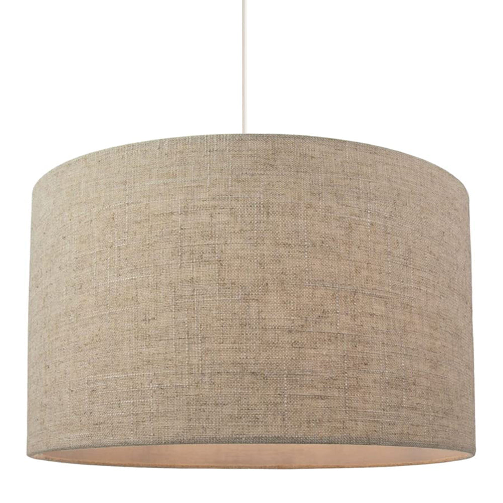 Contemporary and Classic Natural Dark Beige Oatmeal Linen Fabric 16" Lamp Shade Image 2