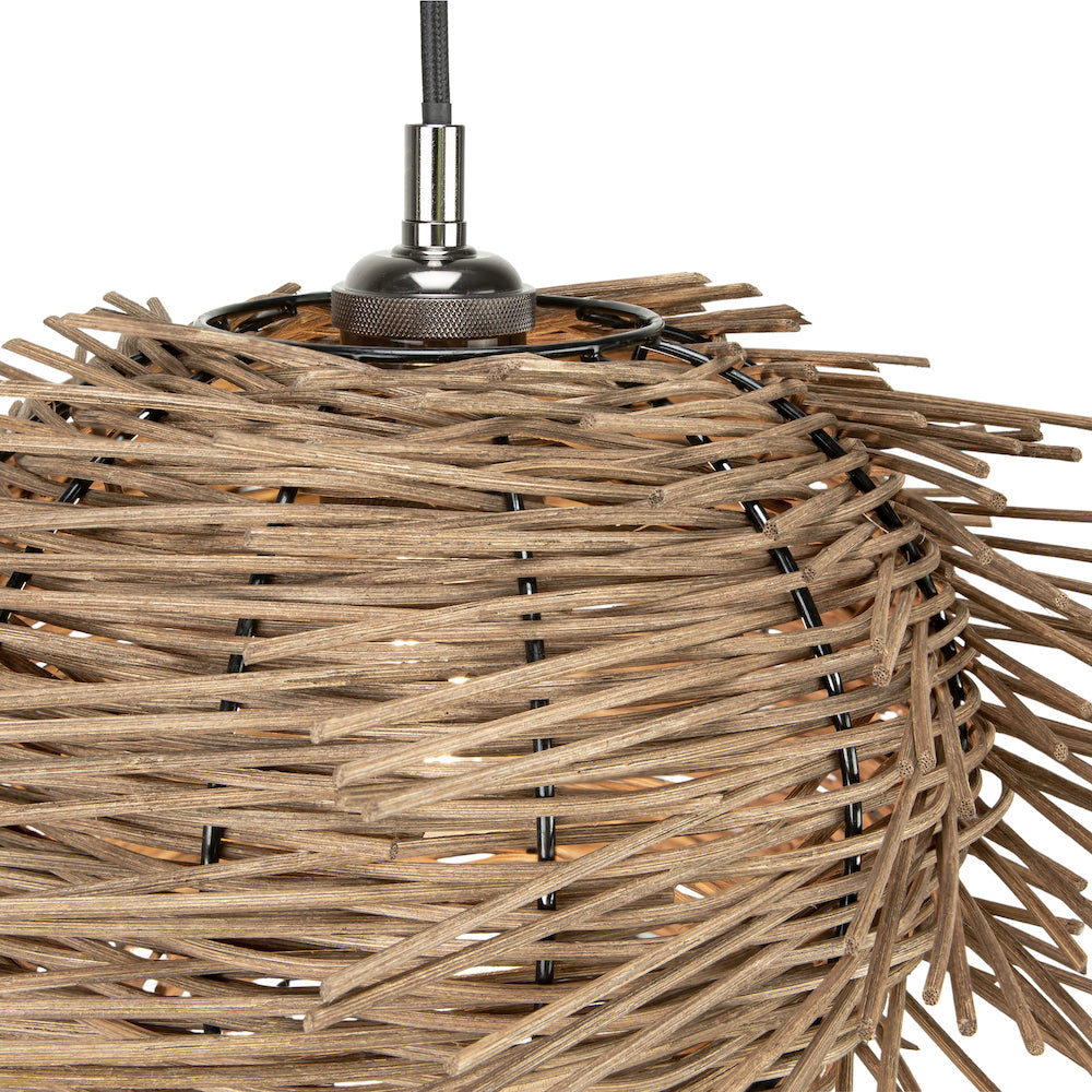 Vintage Nest Designed Natural Brown Rattan Wicker Ceiling Pendant Light Shade Image 4