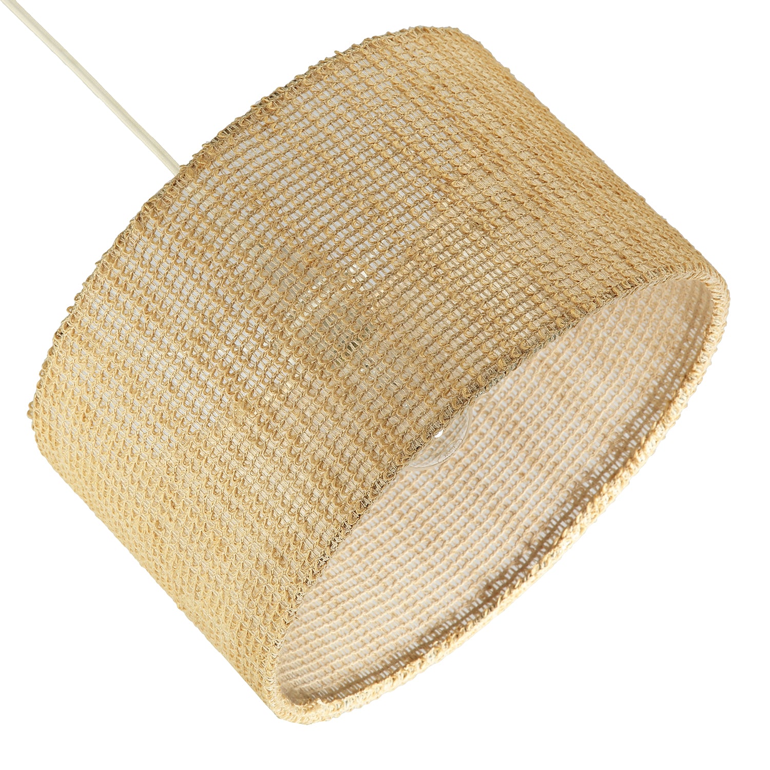 Unique Natural Brown Linen String Lamp Shade with Inner Clear PVC Image 4