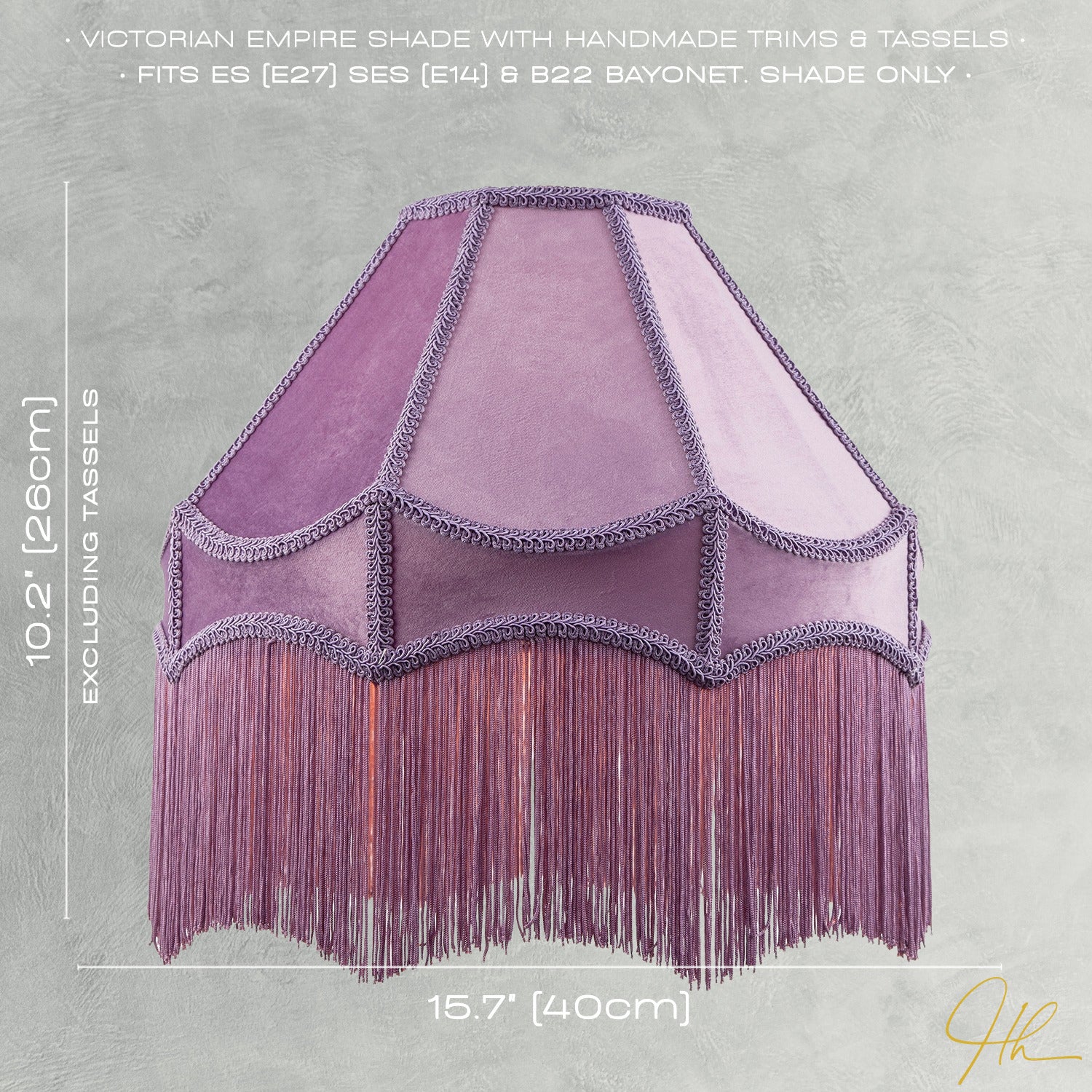 Traditional Victorian Empire 40cm Lamp Shade in Lilac with Tassels Image 7