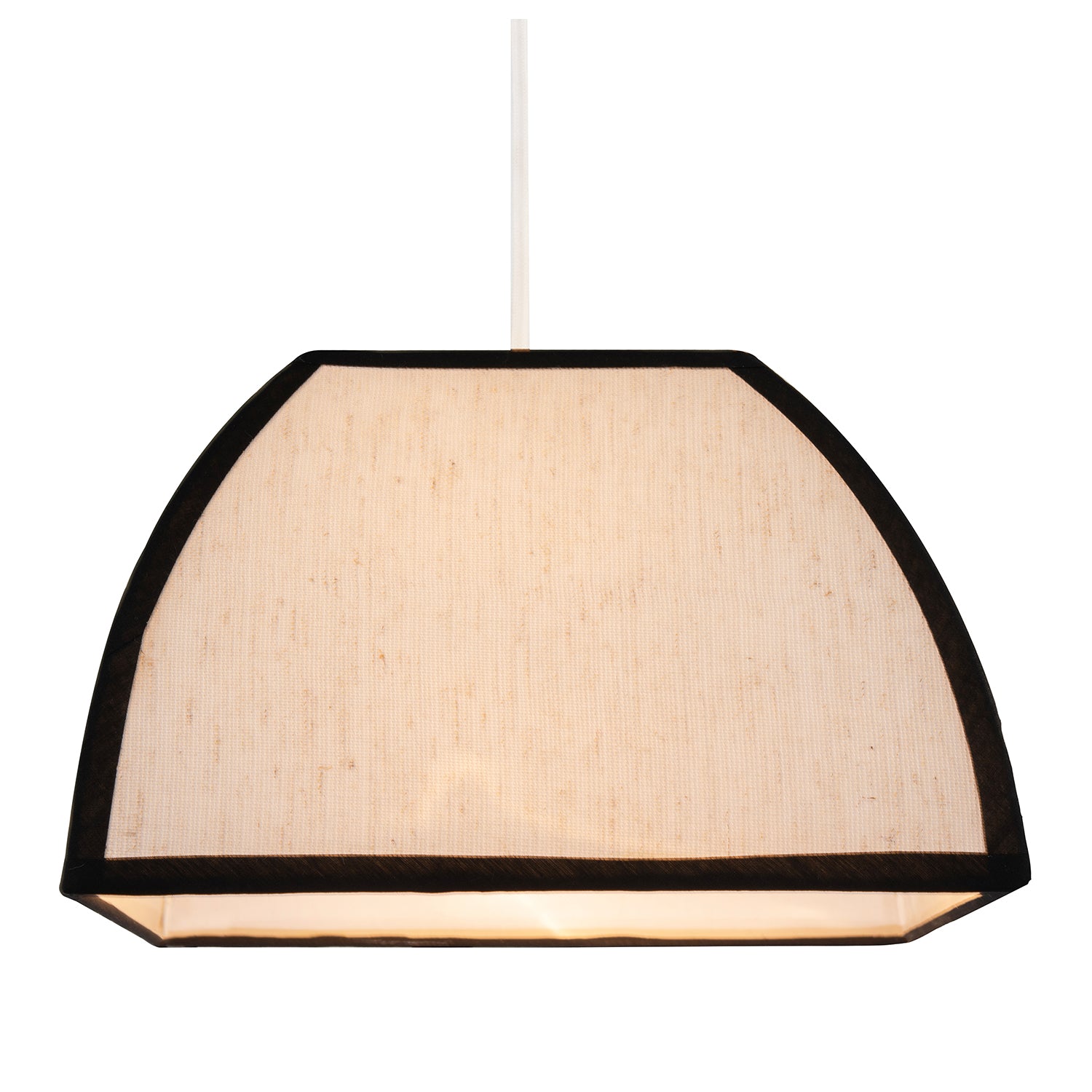 Vintage Victorian Square Lamp Shade in Oatmeal Linen and Black Trim Image 3
