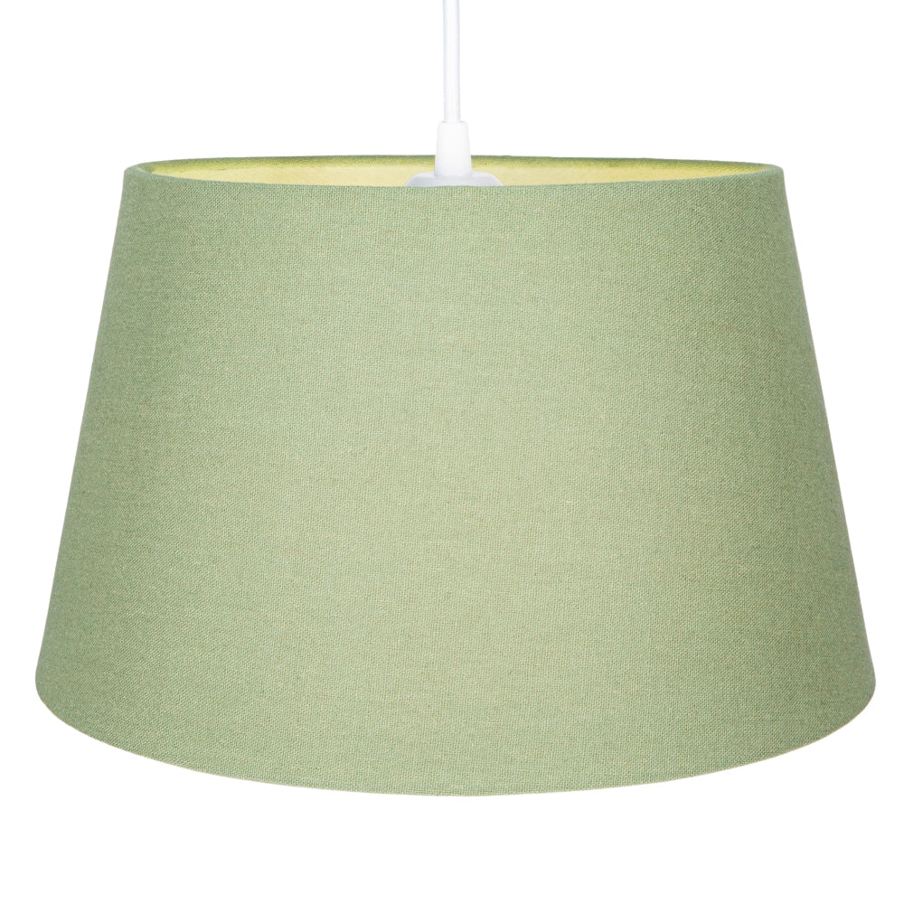 Traditional 30cm Olive Green Linen Fabric Drum Table/Pendant Shade 60w Maximum Image 2