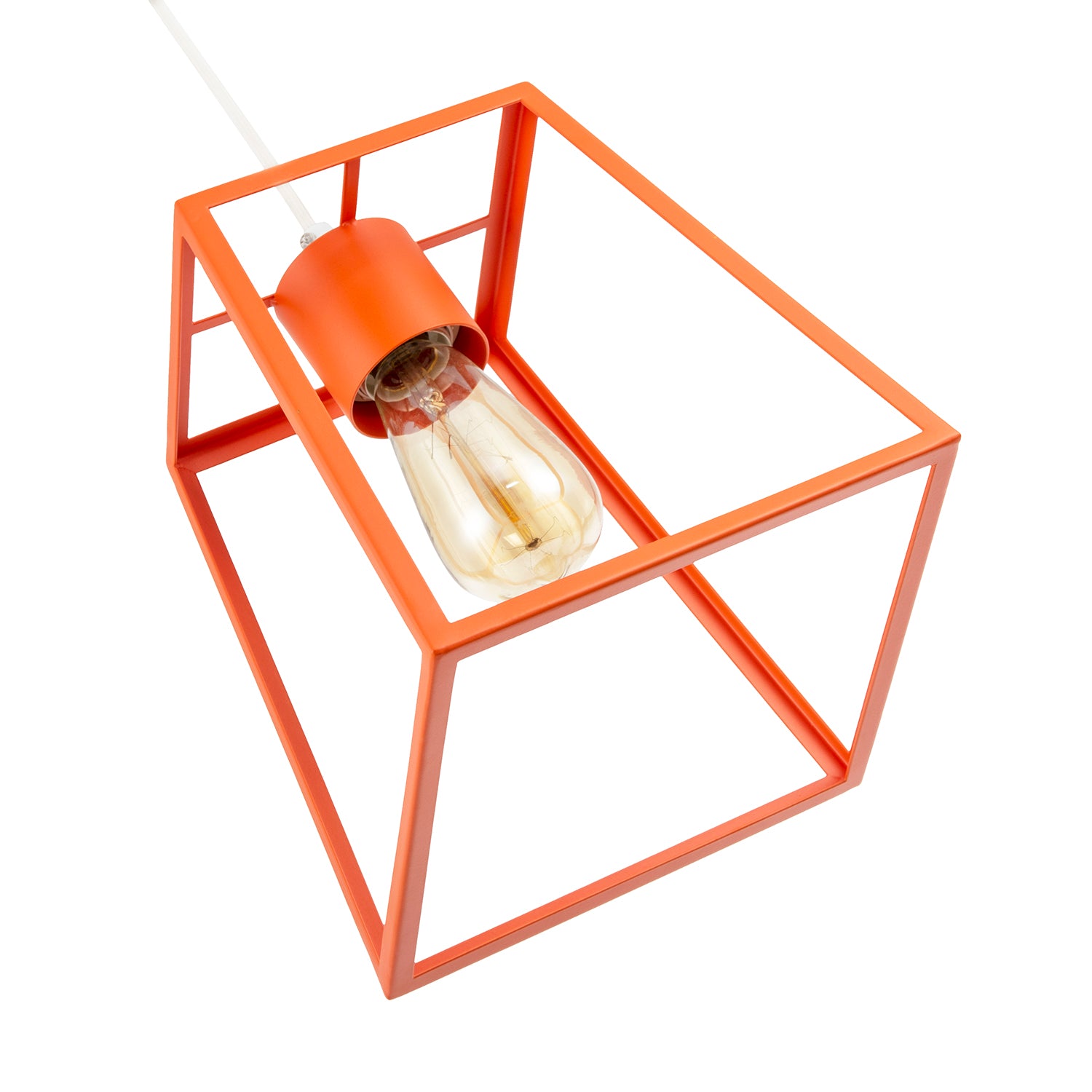 Industrial Lantern Lamp Shade in Orange with Square Top and Bottom Image 4
