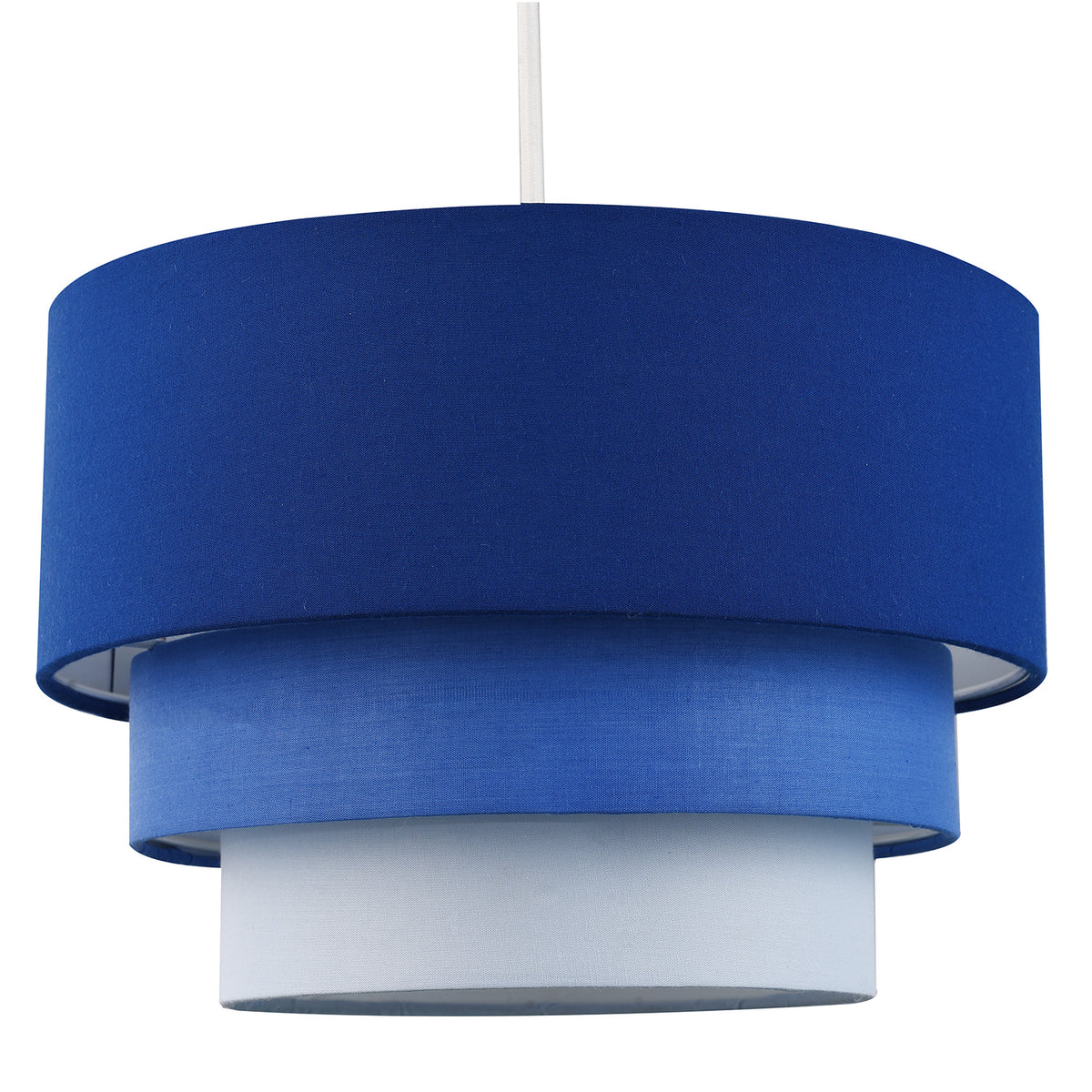 Contemporary Round Triple Tier Midnight Cotton Fabric Pendant Light Shade
