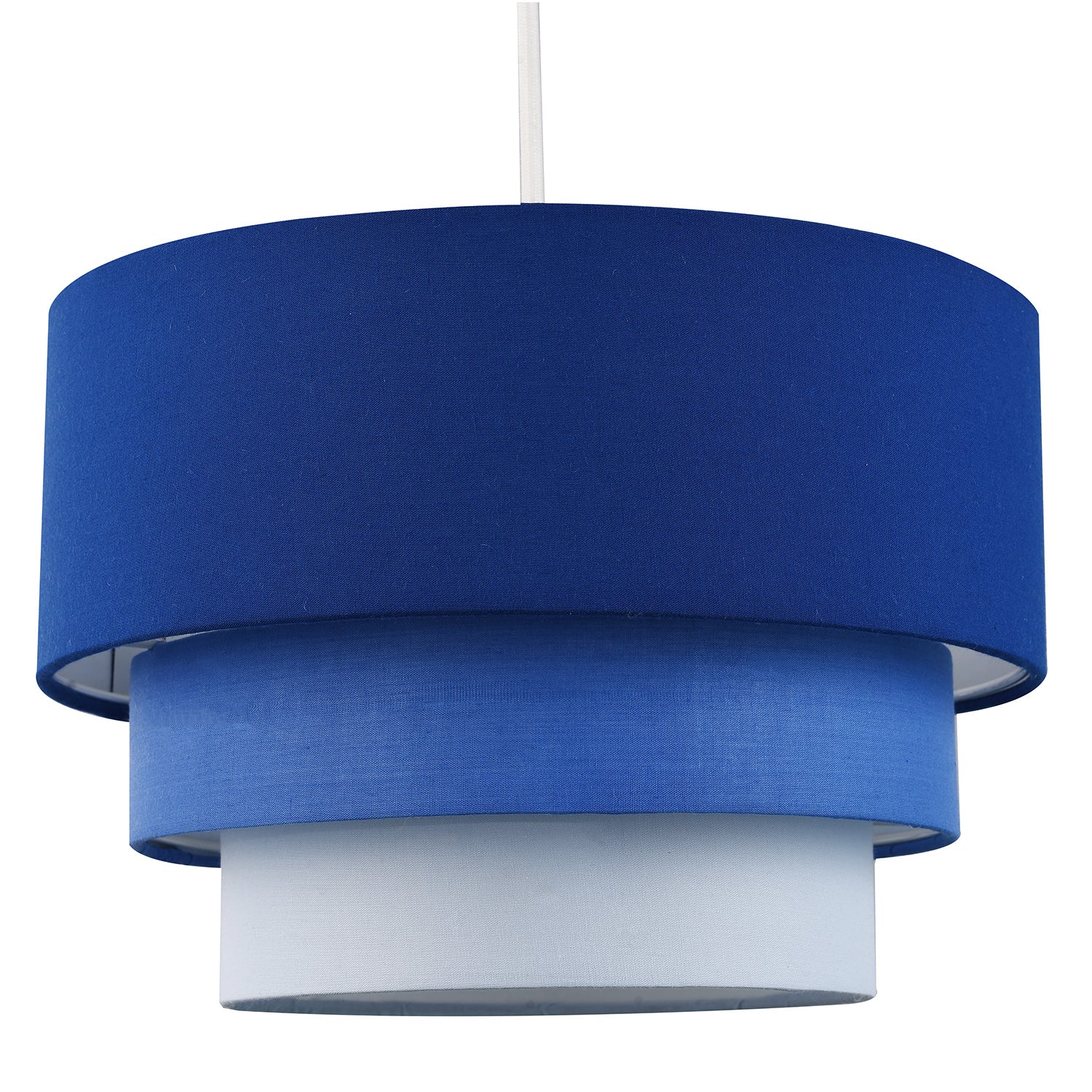 Contemporary Round Triple Tier Midnight Blue Cotton Fabric Pendant Light Shade Image 1