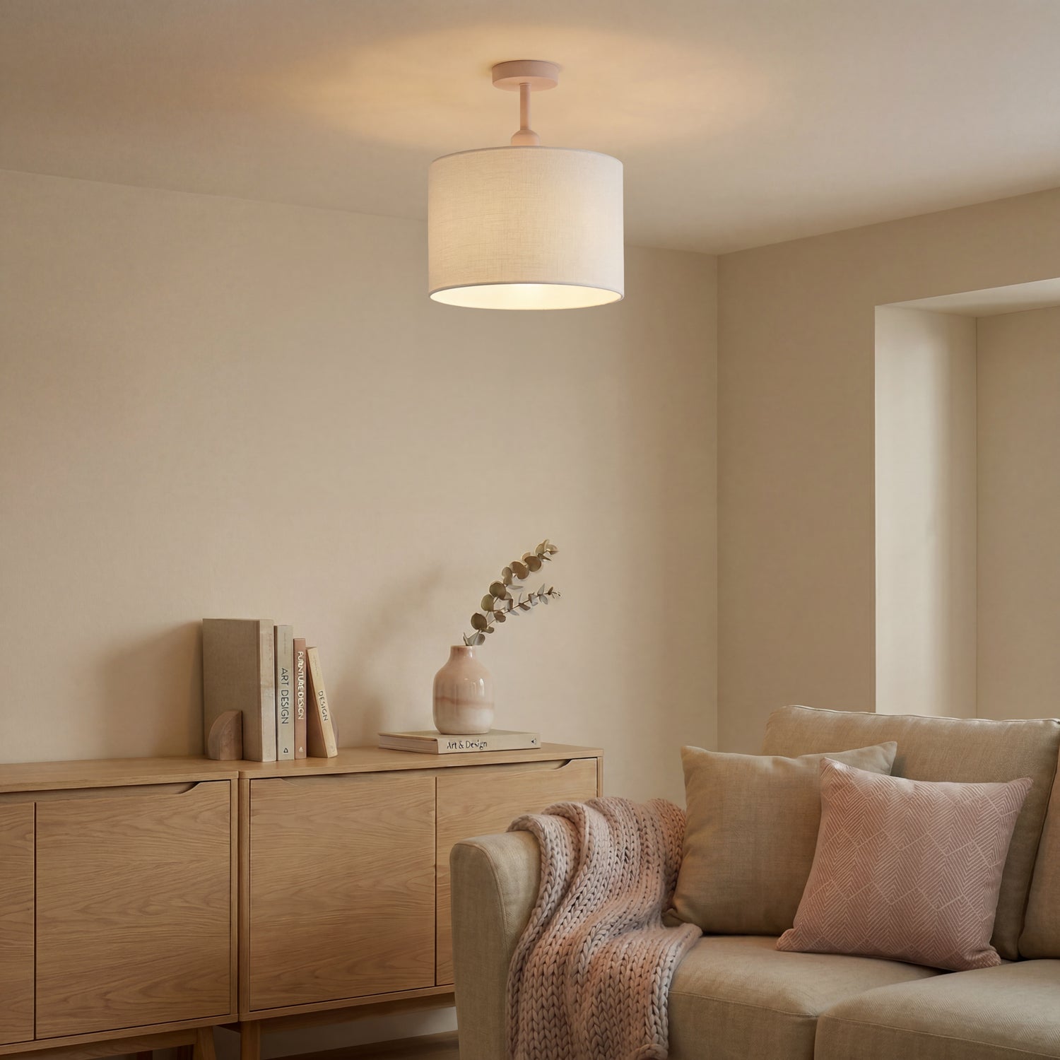 Traditional Soft Blush Pink Ceiling Light Fitting to Hold Lamp Shades Image 6