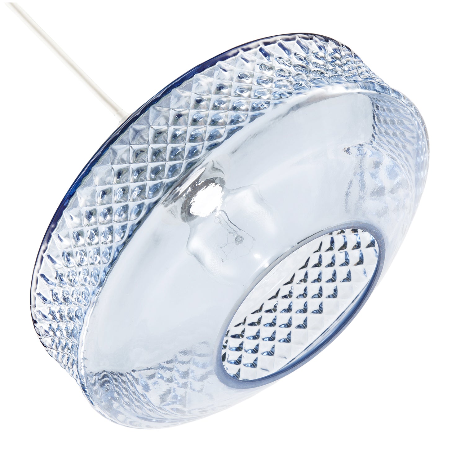 Blue Glass Pendant Lighting Shade with Strip of 3D Shaped Diamonds Image 5