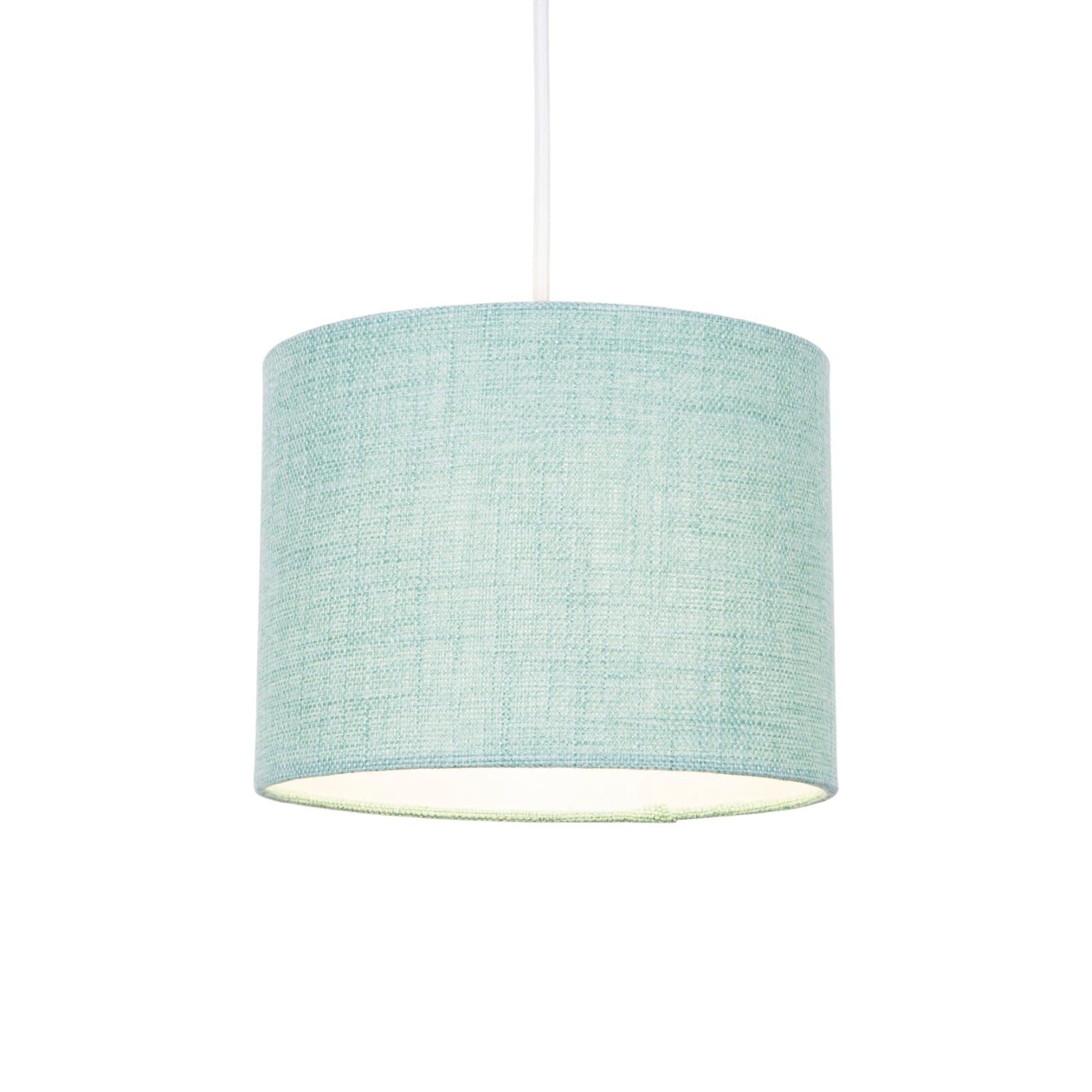 Modern Mint Linen Fabric Small 8" Drum Lamp Shade with Silver Satin Inner Lining Image 2