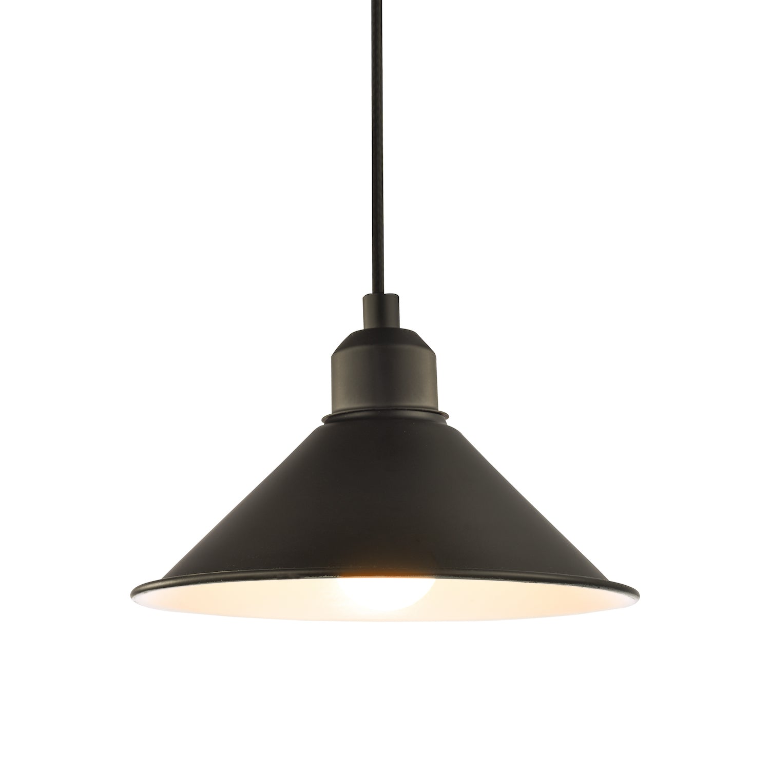 Cone Shaped Industrial Metal Pendant Lamp Shade in Mat Black - 21cm x 8cm Image 2