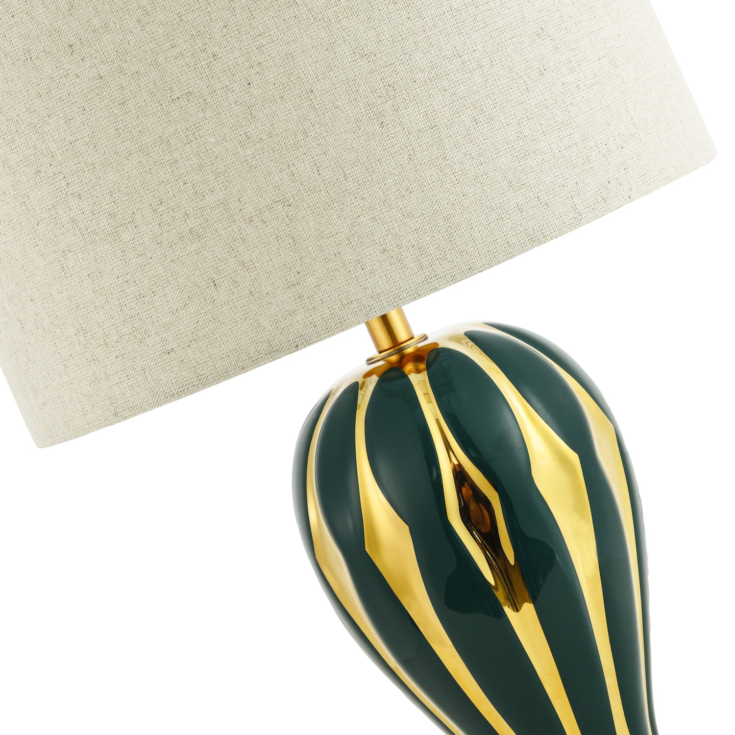 Traditional Glossy Navy Forest Green and Polished Gold Ceramic Table Lamp Base Image 4