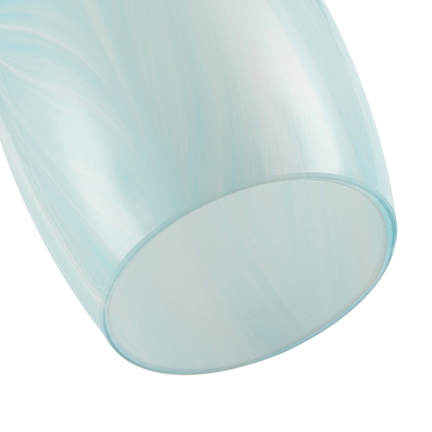 Modern Sky Blue Marble Stripe Effect Glass Cylindrical Pendant Shade Image 5