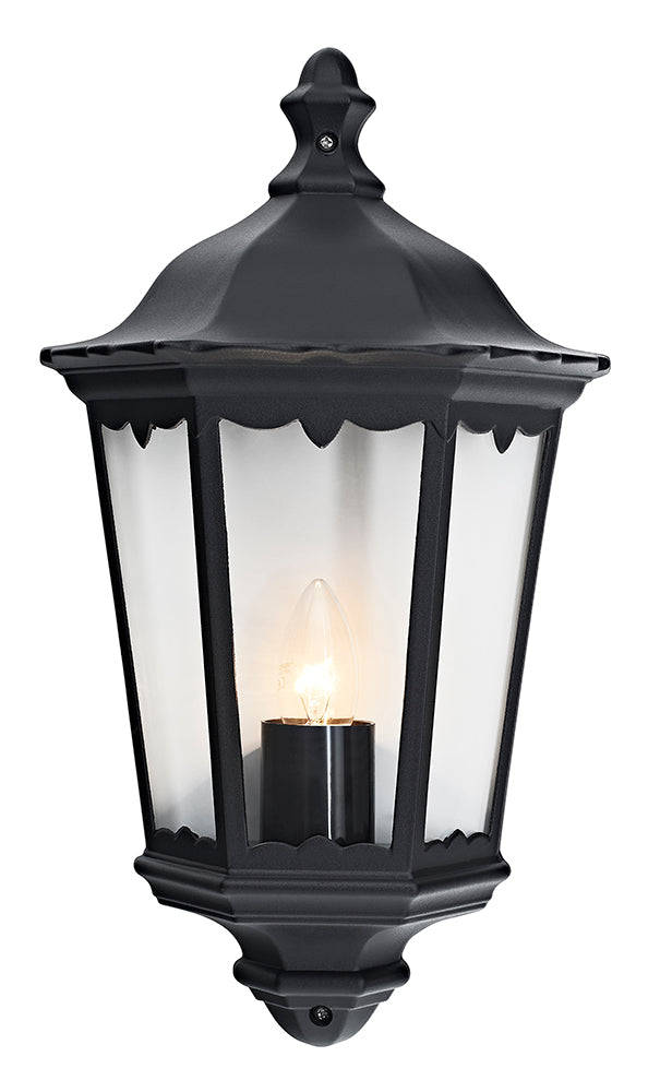 Traditional Black Cast Aluminium Outdoor Lantern Wall Light Image 1