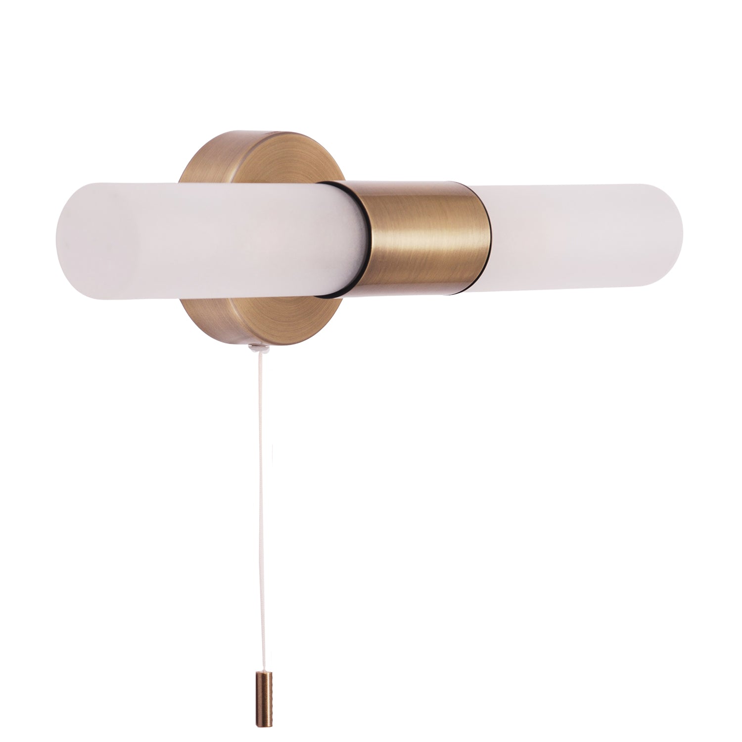 Modern Brass IP44 Rated Bathroom Wall Light Fitting with Tubular Glass Shades Image 2