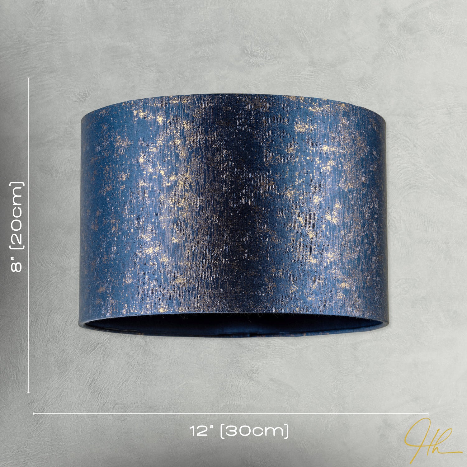 Midnight Blue Jacquard Fabric Lamp Shade with Gold Foil Fleck Accents Image 7