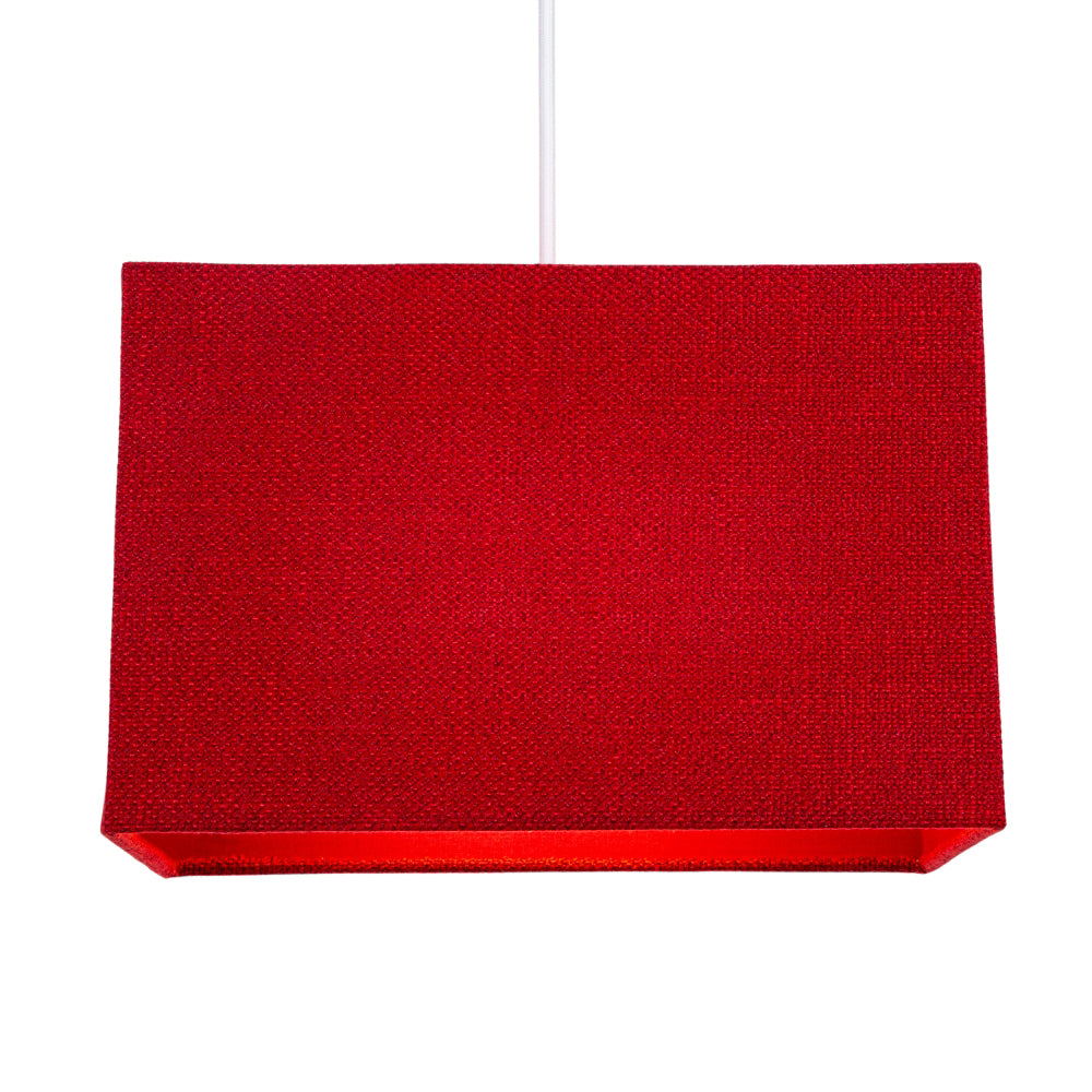 Contemporary and Sleek Deep Red Linen Fabric Rectangular Lamp Shade 60w Maximum Image 2