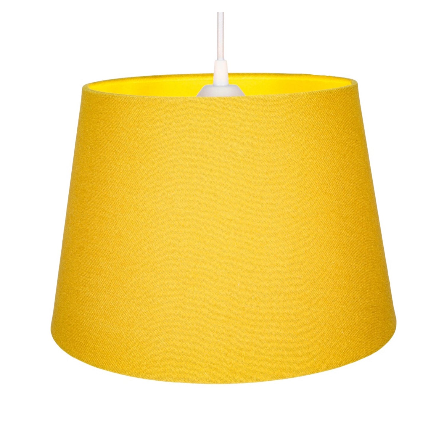 Traditional 8 Inch Ochre Mustard Linen Drum Table/Pendant Lamp Shade 40w Maximum Image 2