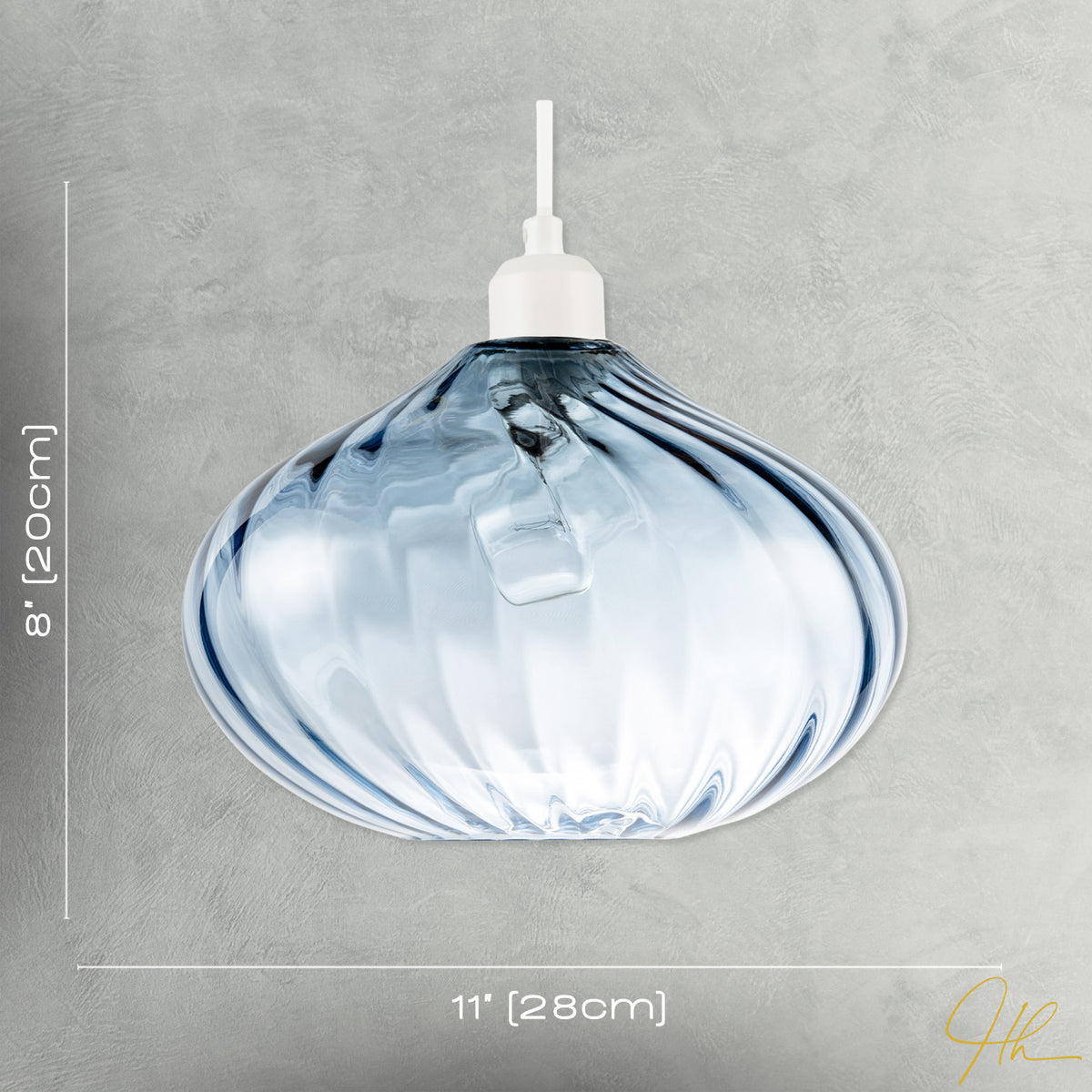 Modern Designer Dusty Blue Line Twisted Glass Pendant Lighting Shade Image 7
