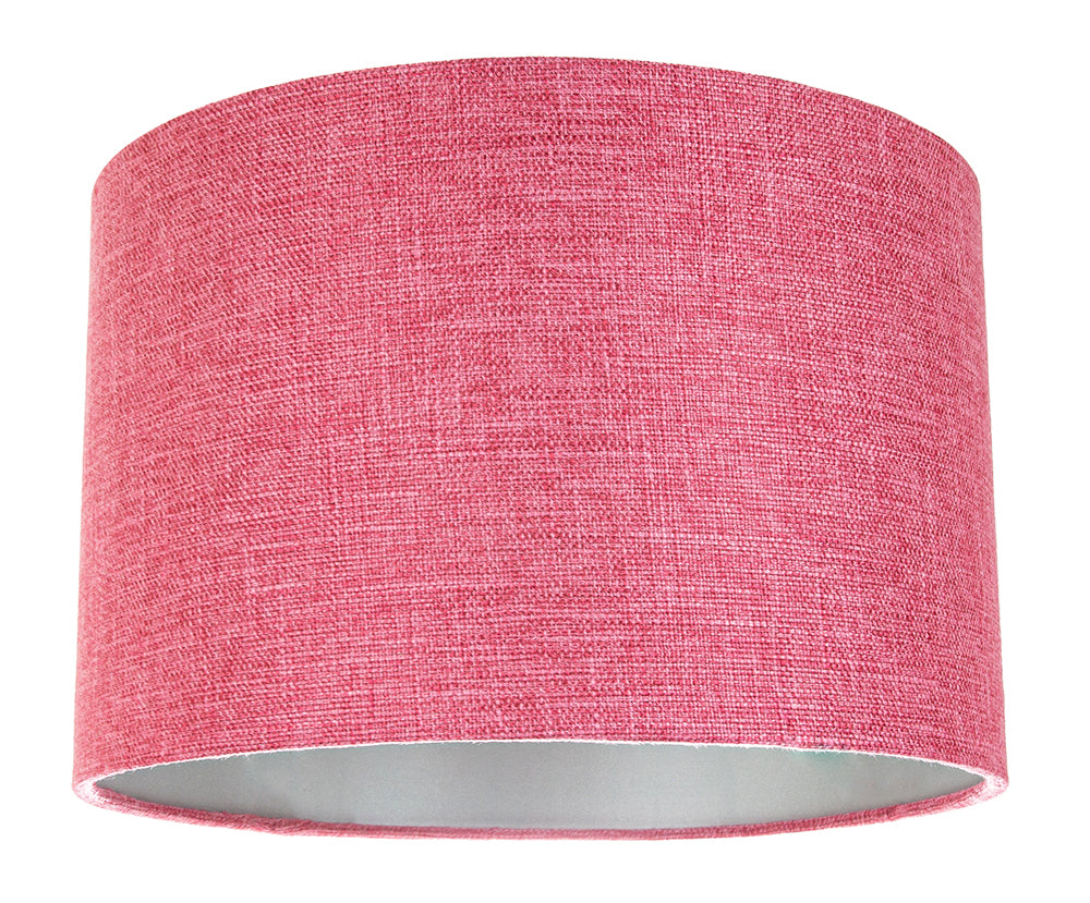 Contemporary and Sleek Pink Plain Linen Fabric Drum Lamp Shade 60w Maximum Image 1