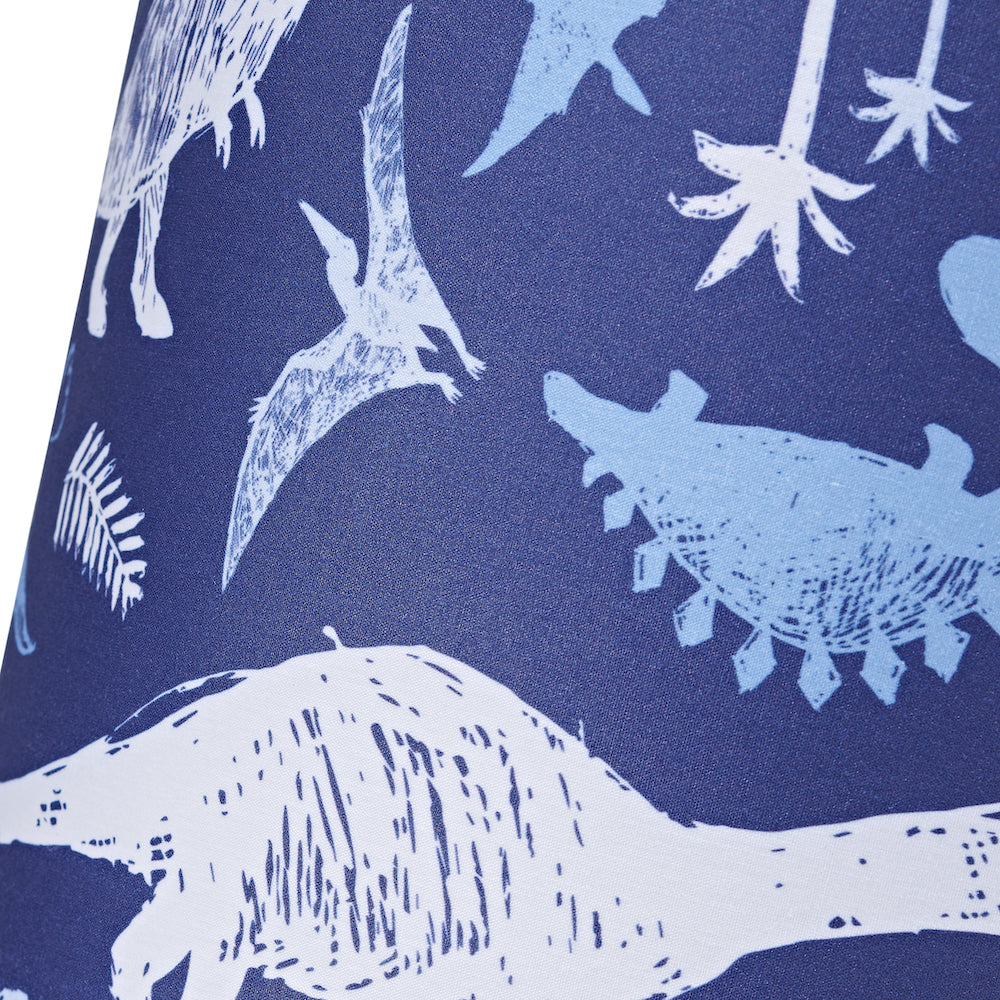 Modern and Fun Dinosaur Themed Navy Blue and White Cotton Children's Lamp Shade Image 3