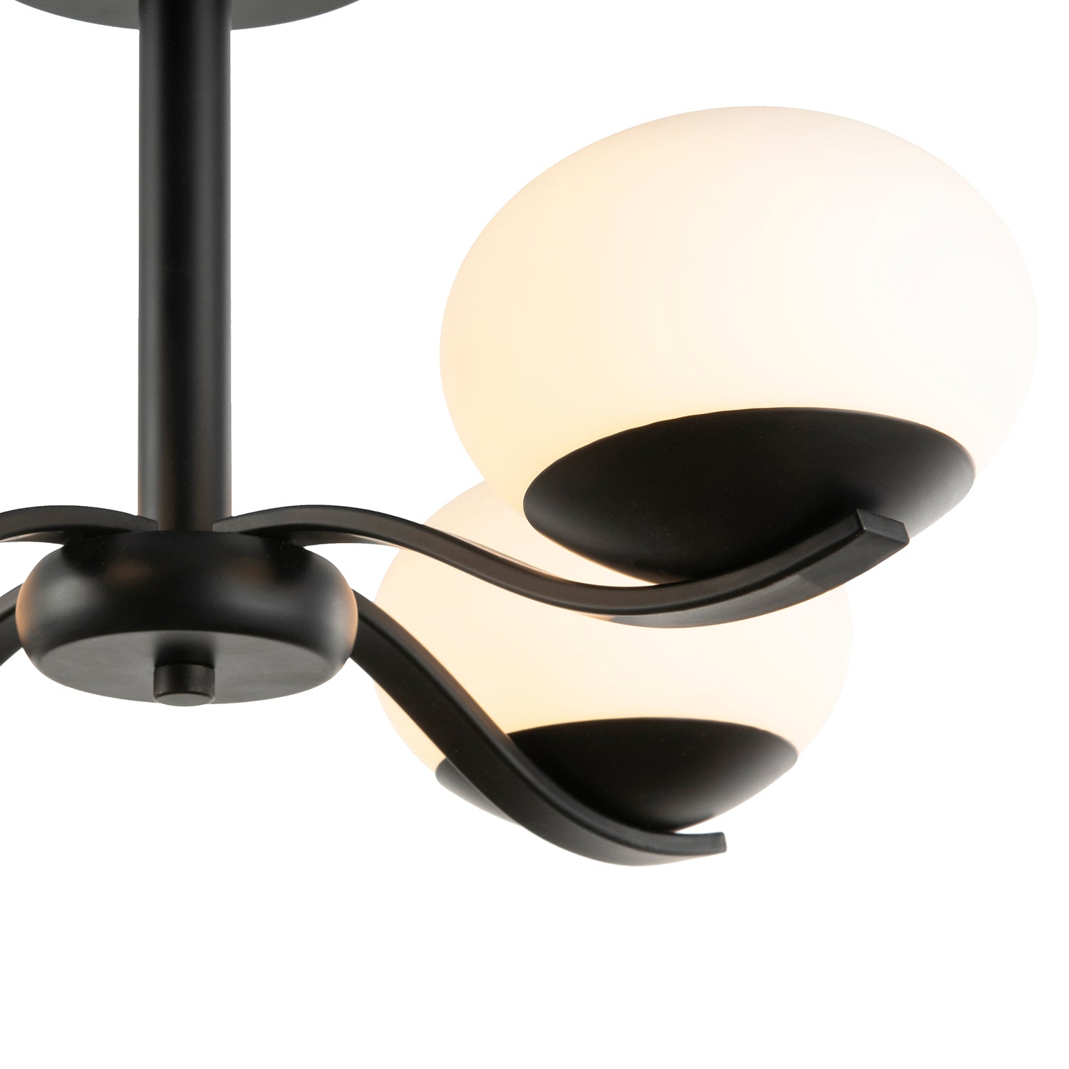 Modern Matte Black Ceiling Light with Four Opal Oval Glass Shades Image 5