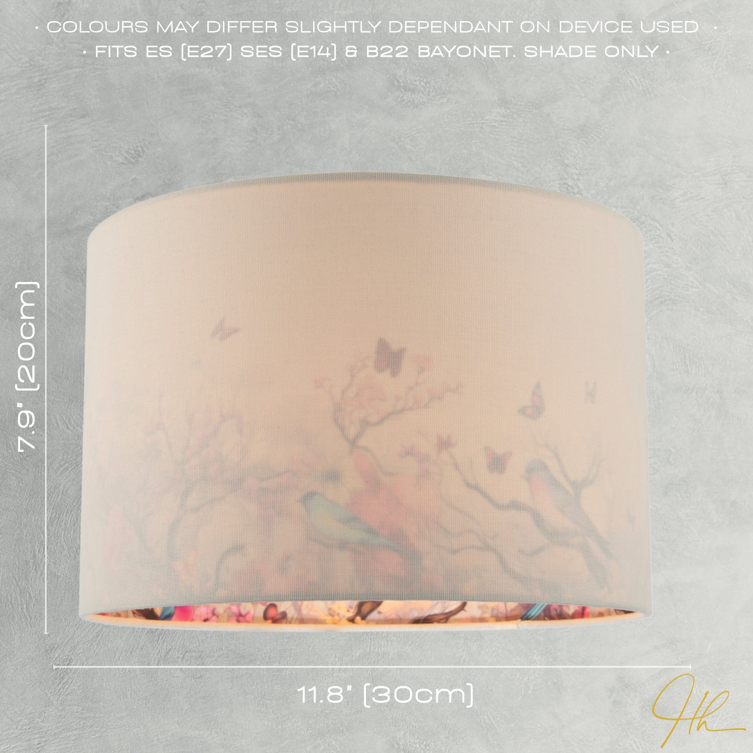 Cream Linen Fabric Lamp Shade with Inner Cotton Colourful Floral Print Image 6