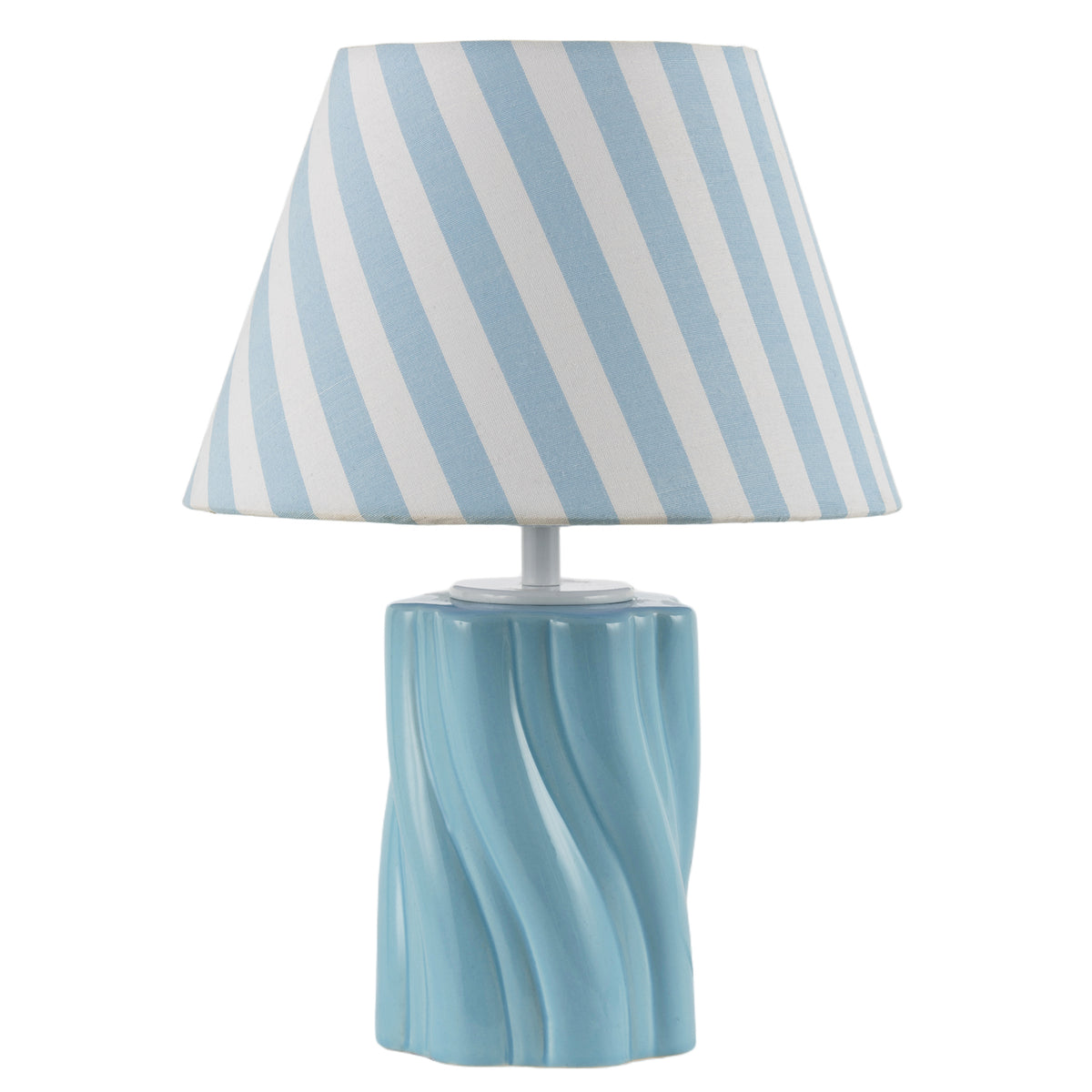 Glossy Sky Blue Glazed Ceramic Lamp with Sculptural Twisted Base Image 8