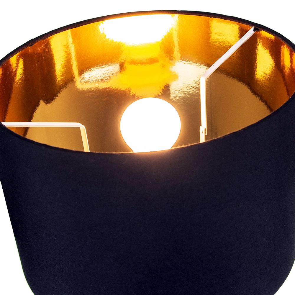 Contemporary Black Cotton 10" Table/Pendant Lamp Shade with Shiny Golden Inner Image 5