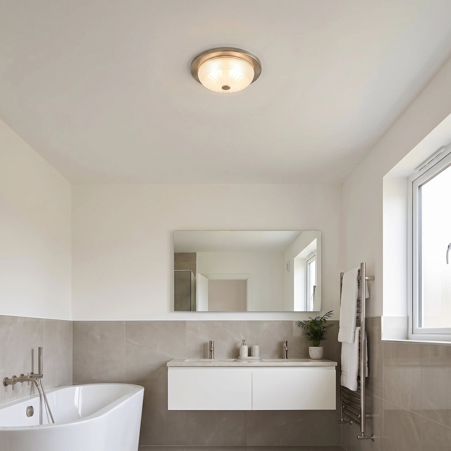 Modern Bathroom Ceiling Light Fitting with Frosted White Moulded Glass Image 6